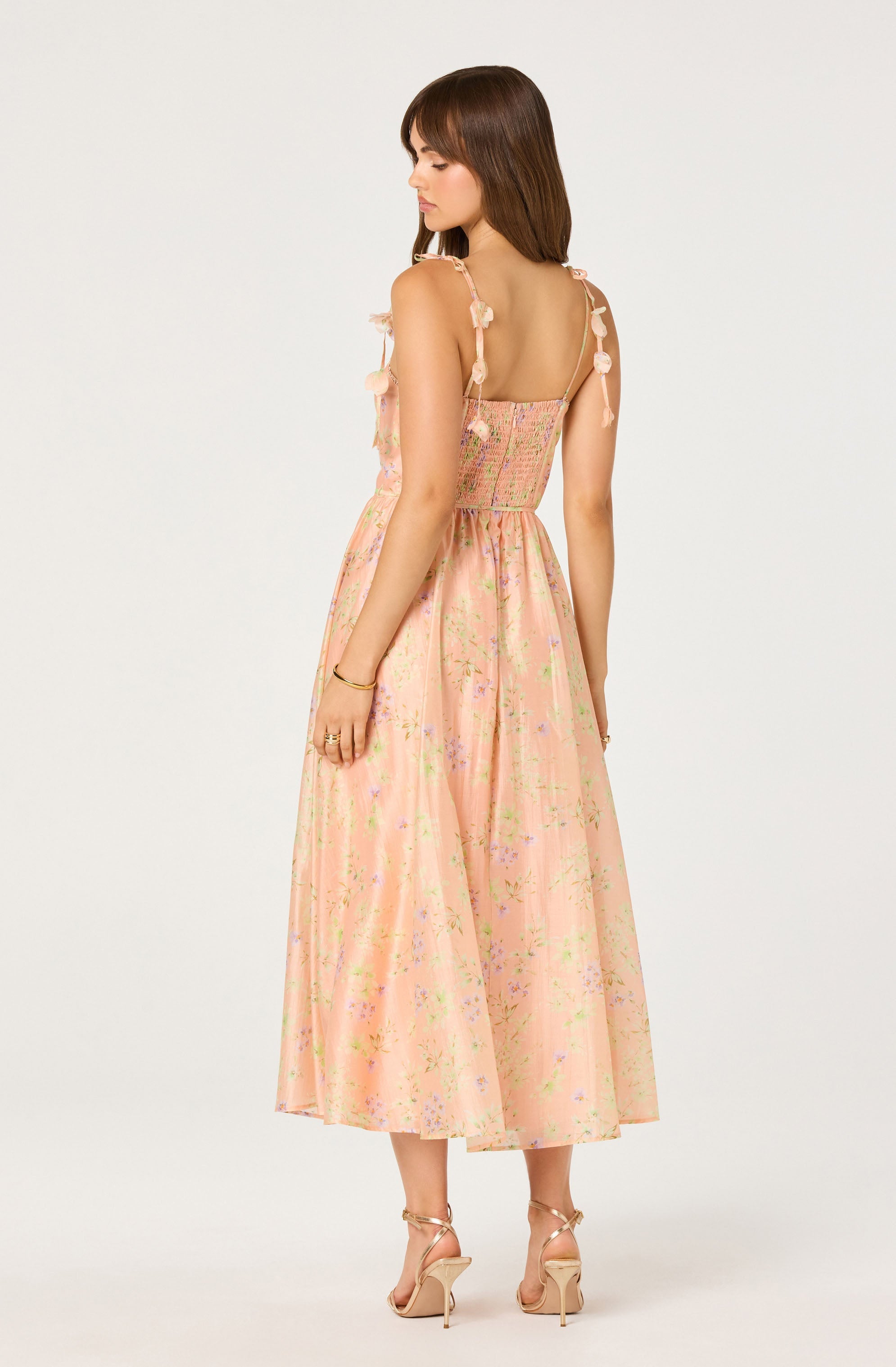 Halcyon Floral 3D Flower Appliqu茅 Midi Dress