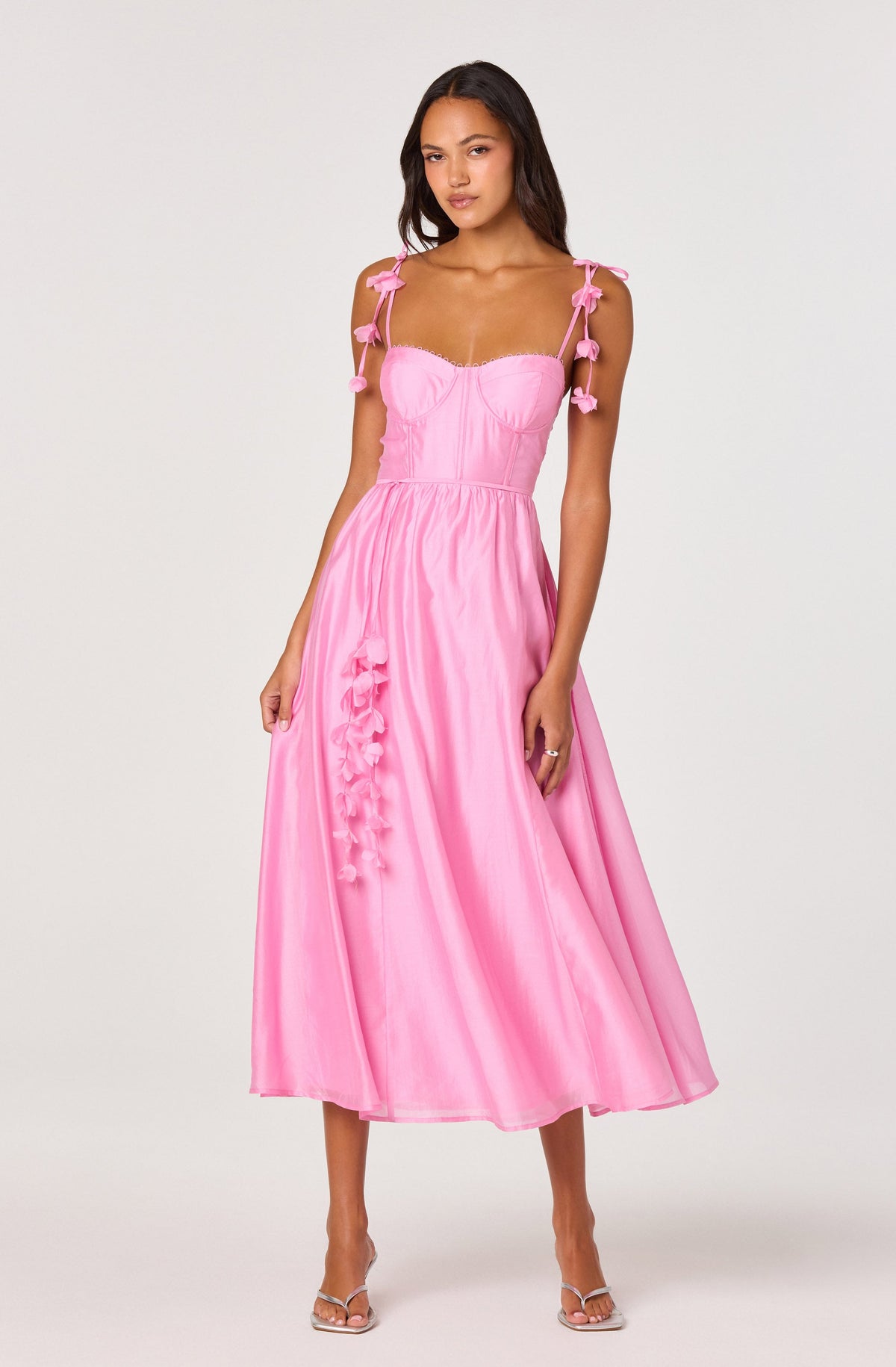 Halcyon 3D Flower Appliqu茅 Midi Dress