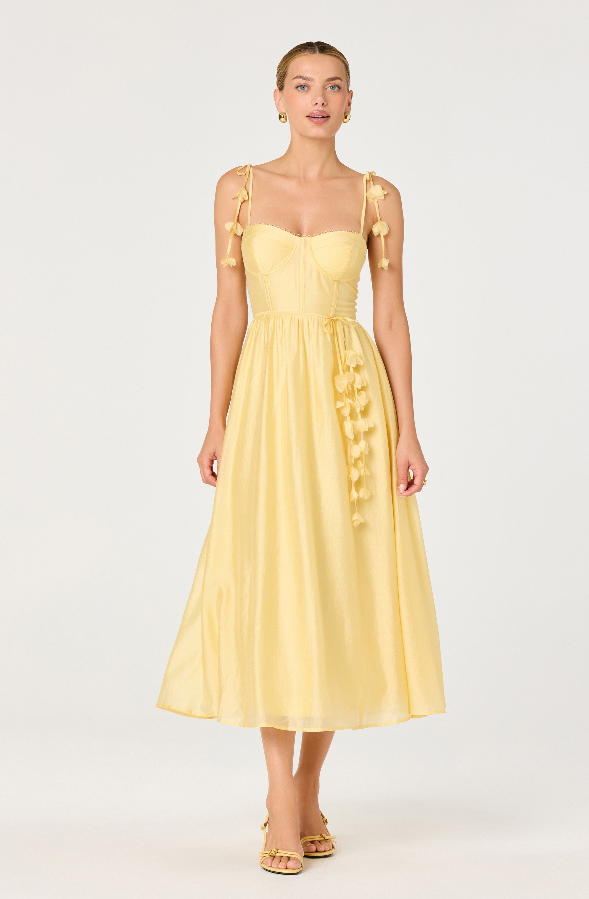 Halcyon 3D Flower Appliqu茅 Midi Dress