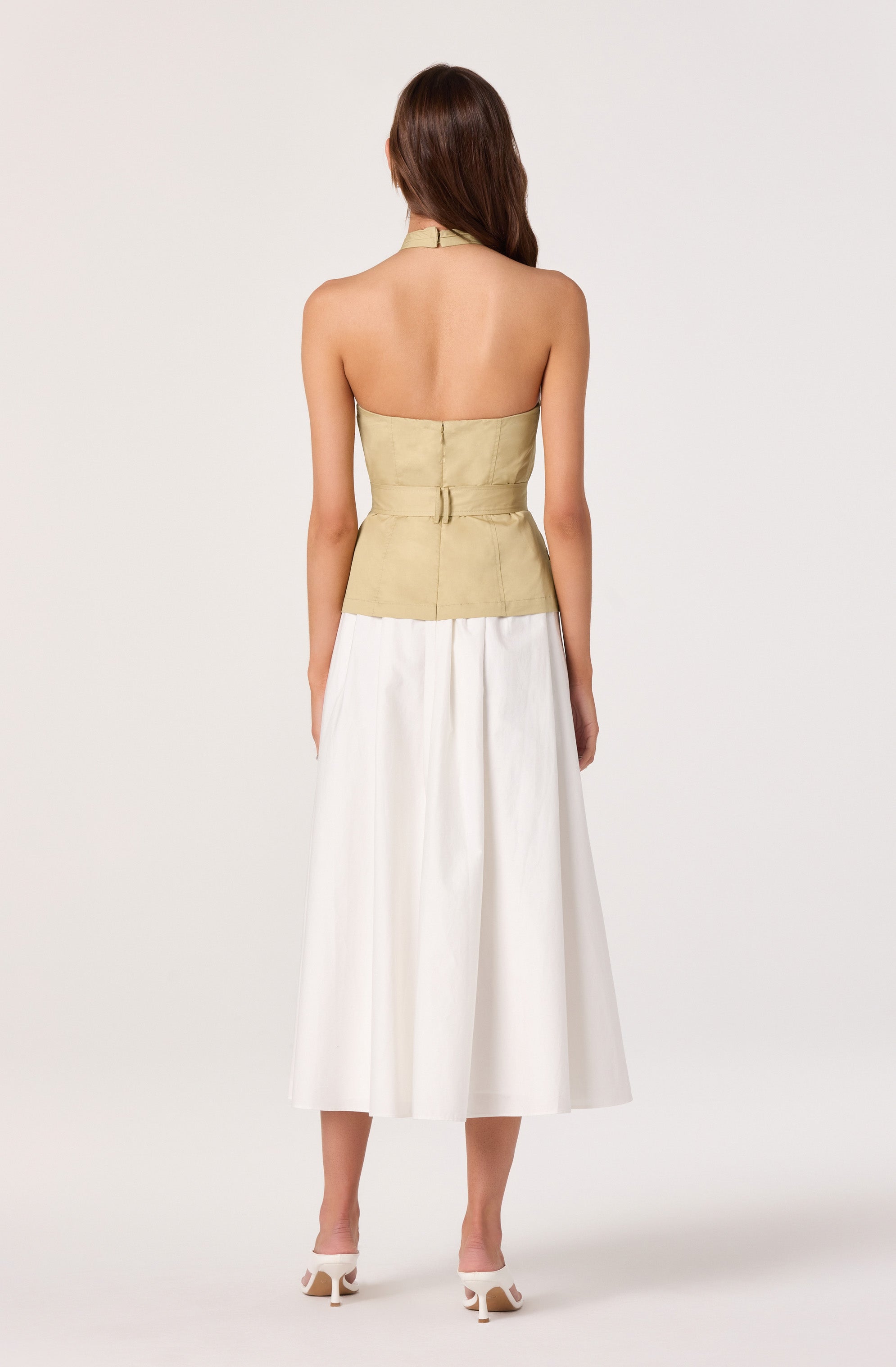 Aleda Faux Two-Piece Belted Midi Dress