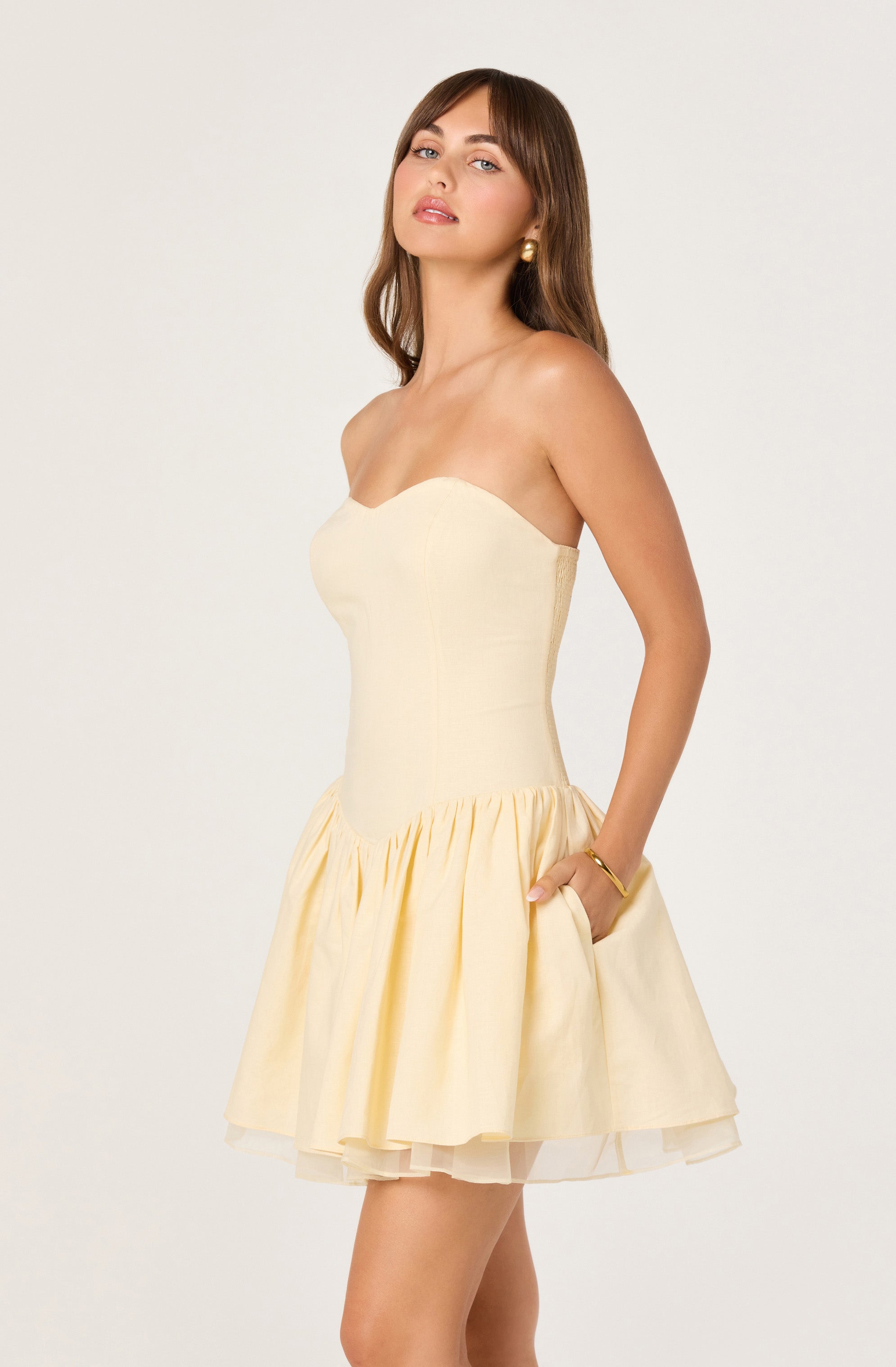 Bijou Strapless Linen Mini Dress