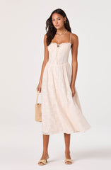 Aubrey Eyelet Embroidered Sweetheart Midi Dress