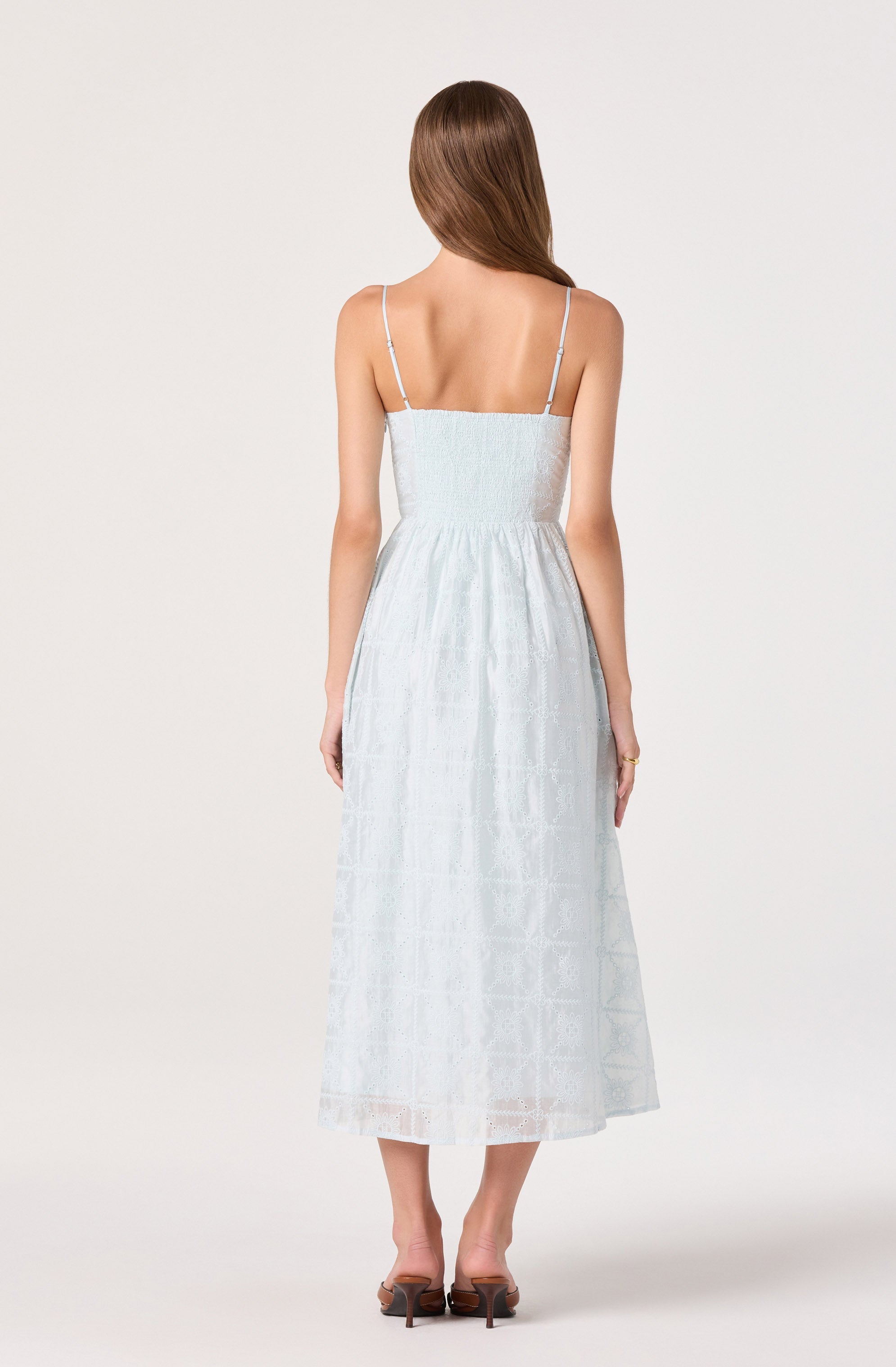 Aubrey Eyelet Embroidered Sweetheart Midi Dress