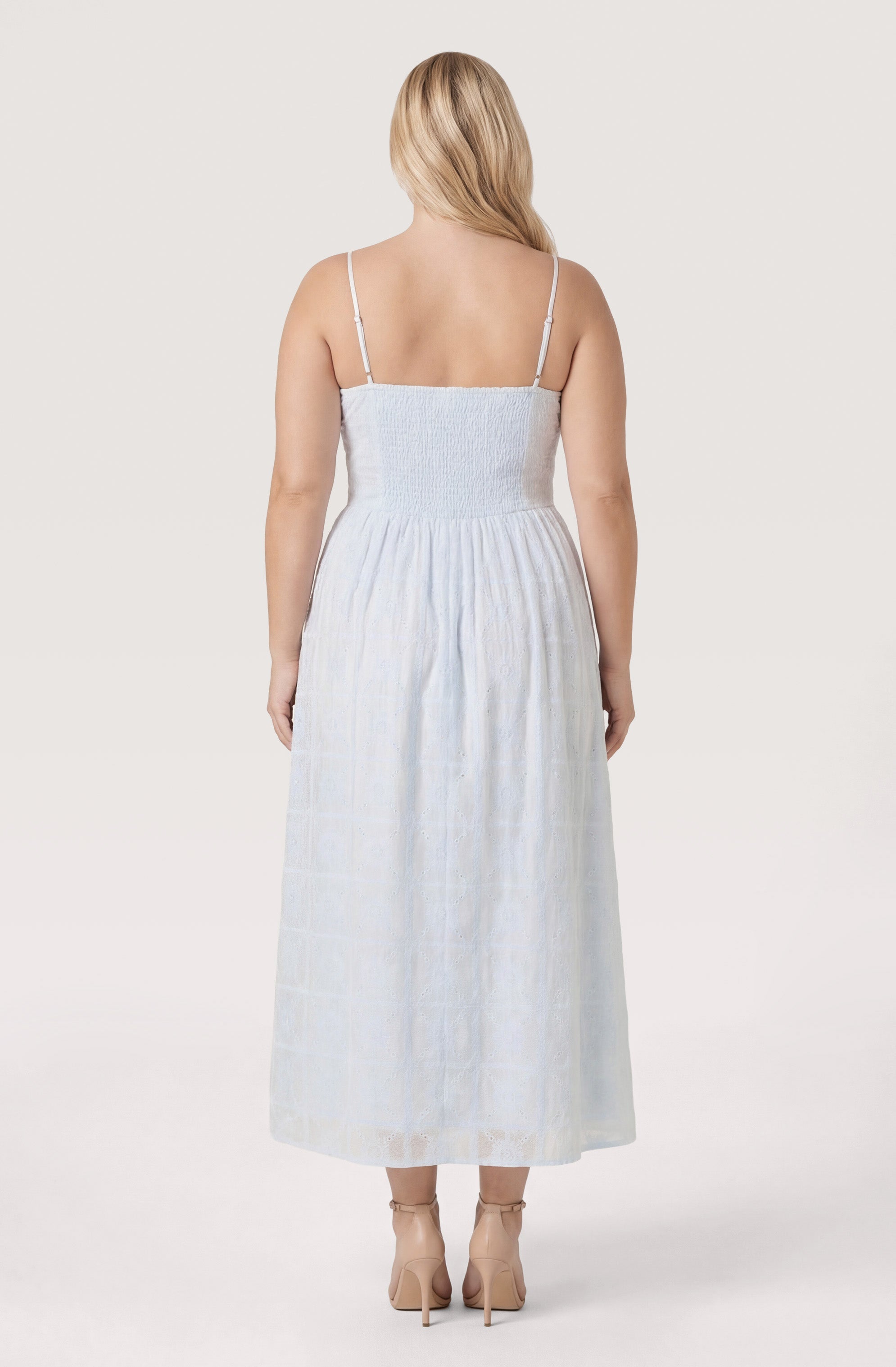 Aubrey Eyelet Embroidered Sweetheart Midi Dress