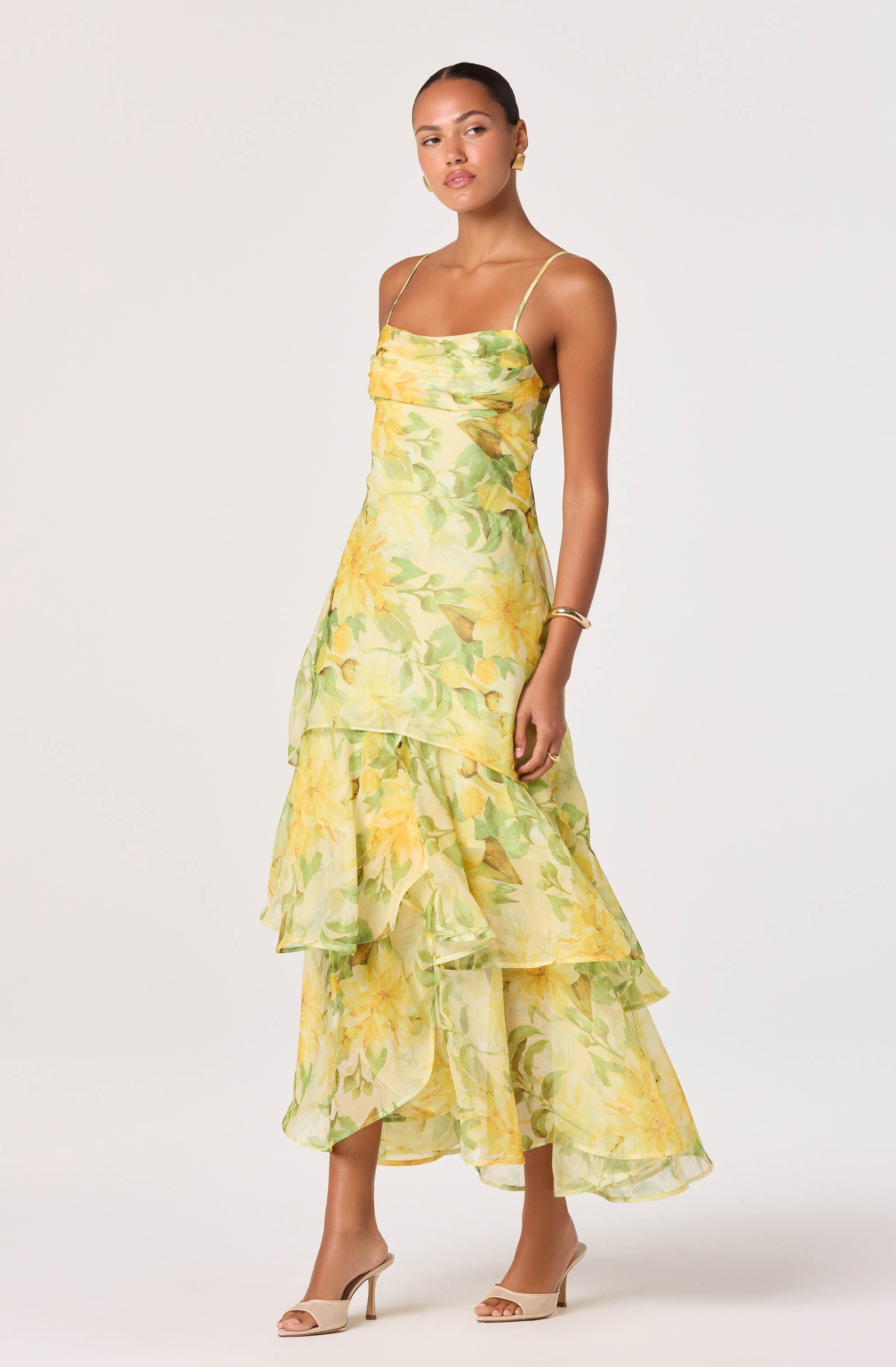 Alison Floral Tiered Drop-Waist Maxi Dress