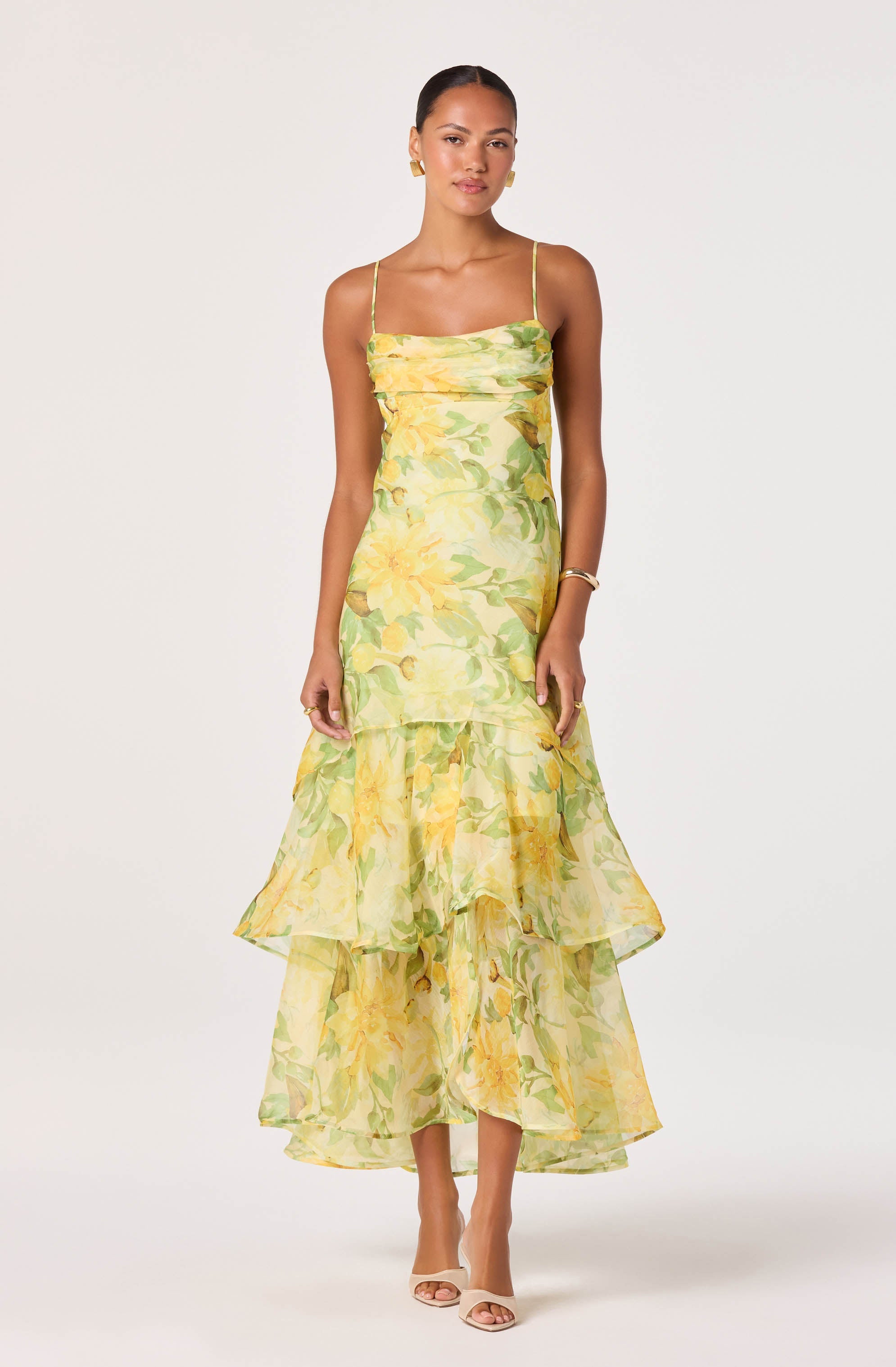Alison Floral Tiered Drop-Waist Maxi Dress