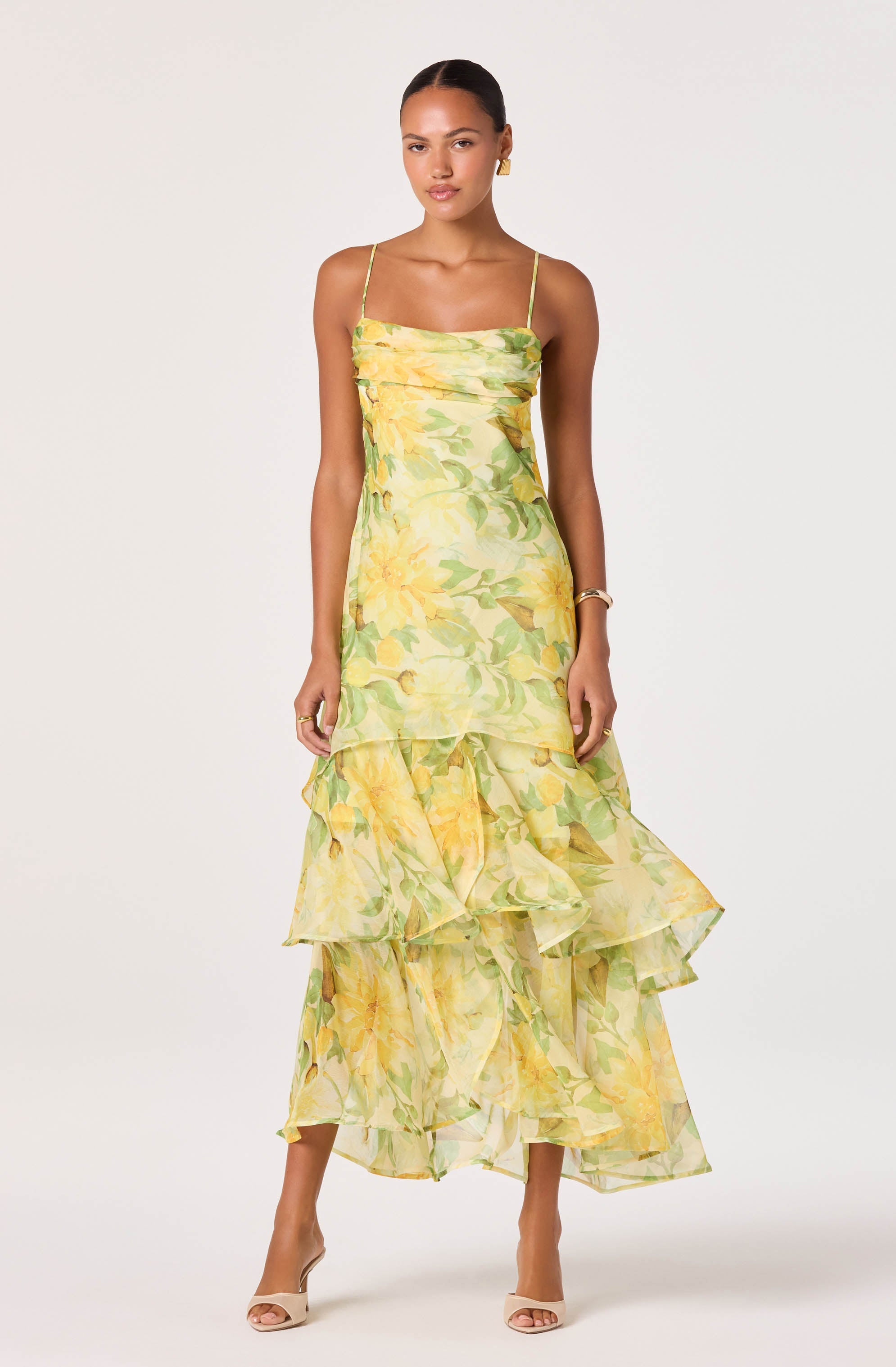 Alison Floral Tiered Drop-Waist Maxi Dress