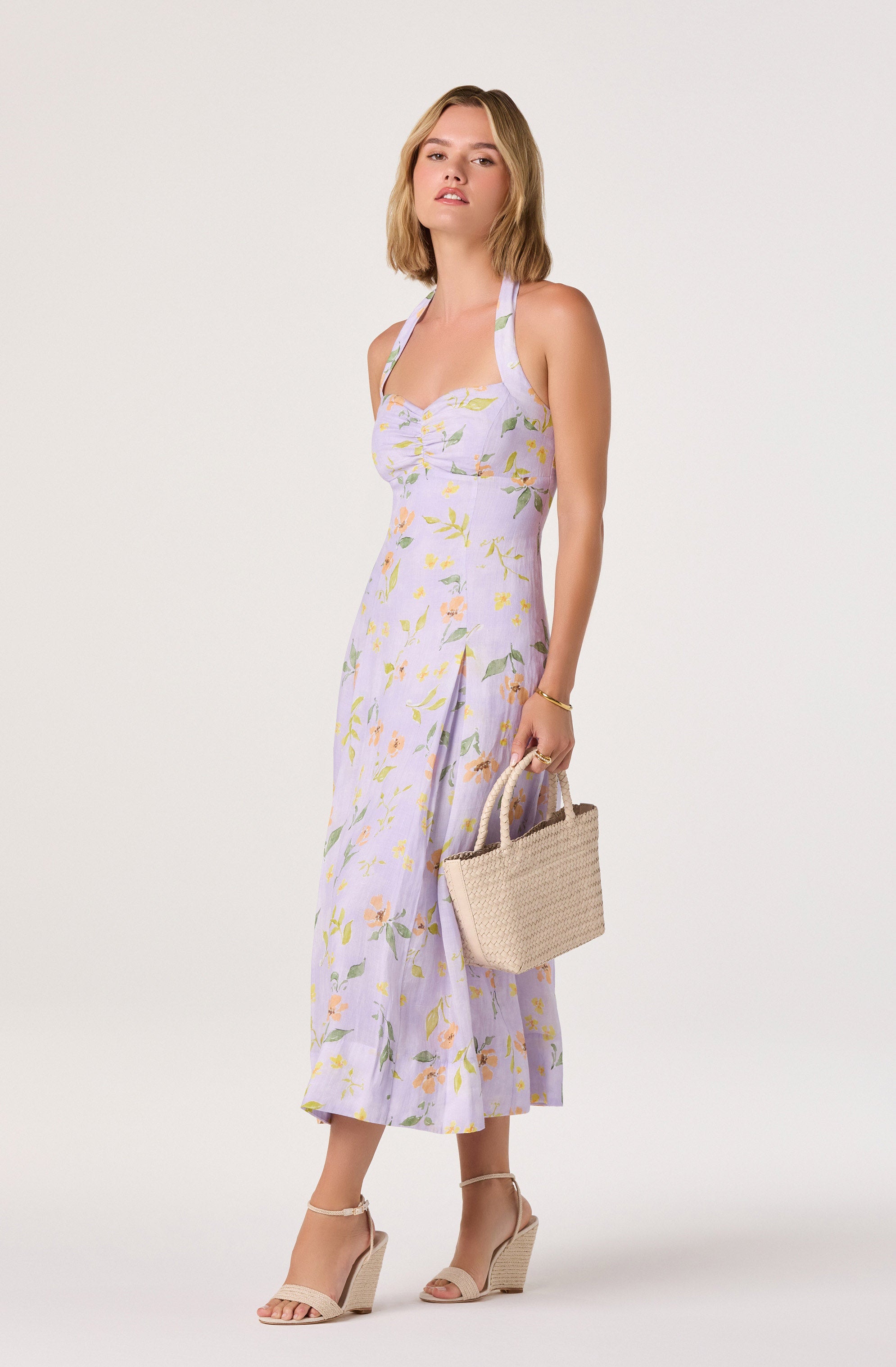 Jesenia Halter Floral Midi Dress