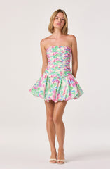 Ella Strapless Bubble Hem Mini Dress