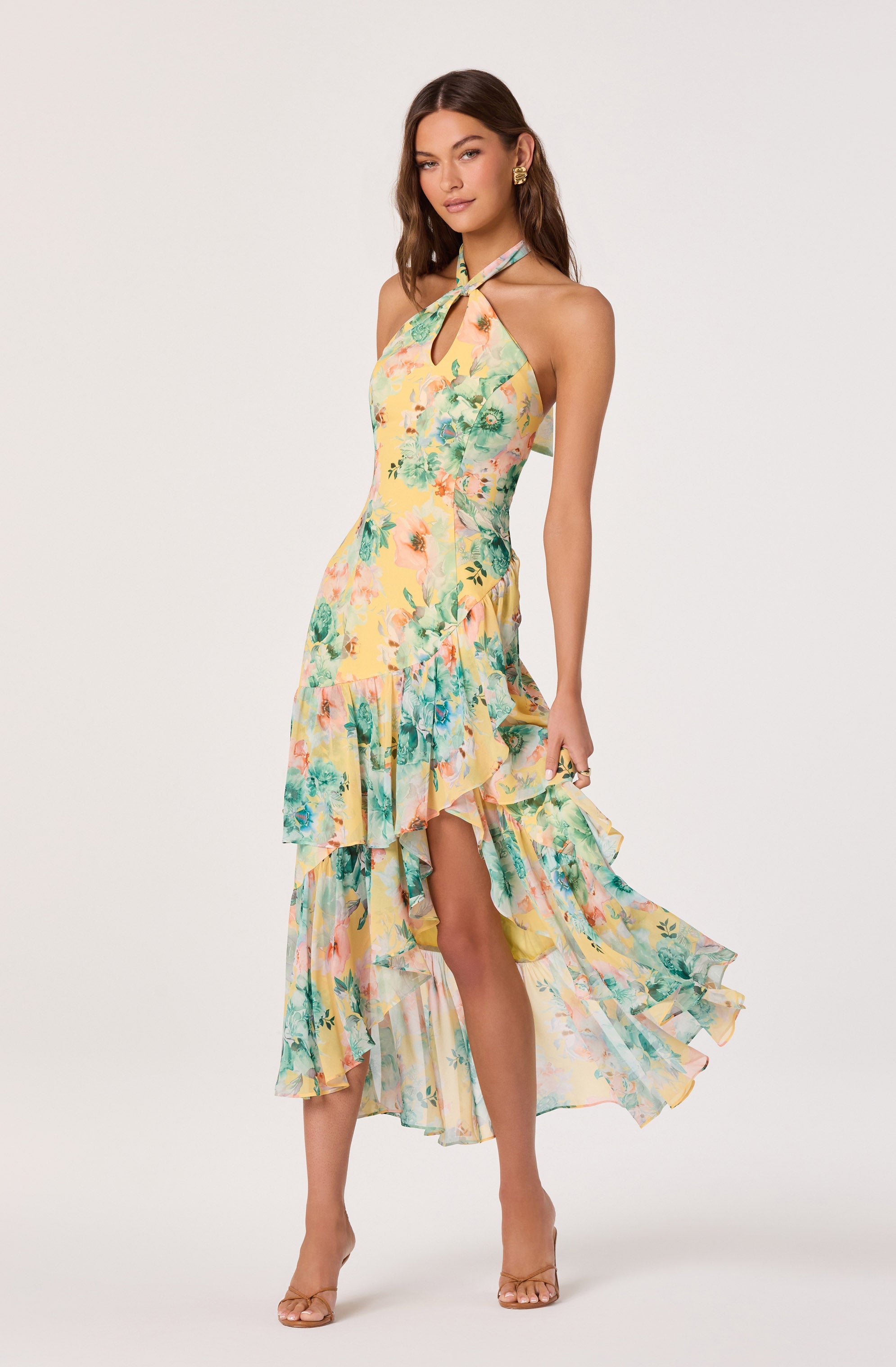 Bethina Floral Halter High-Low Dress