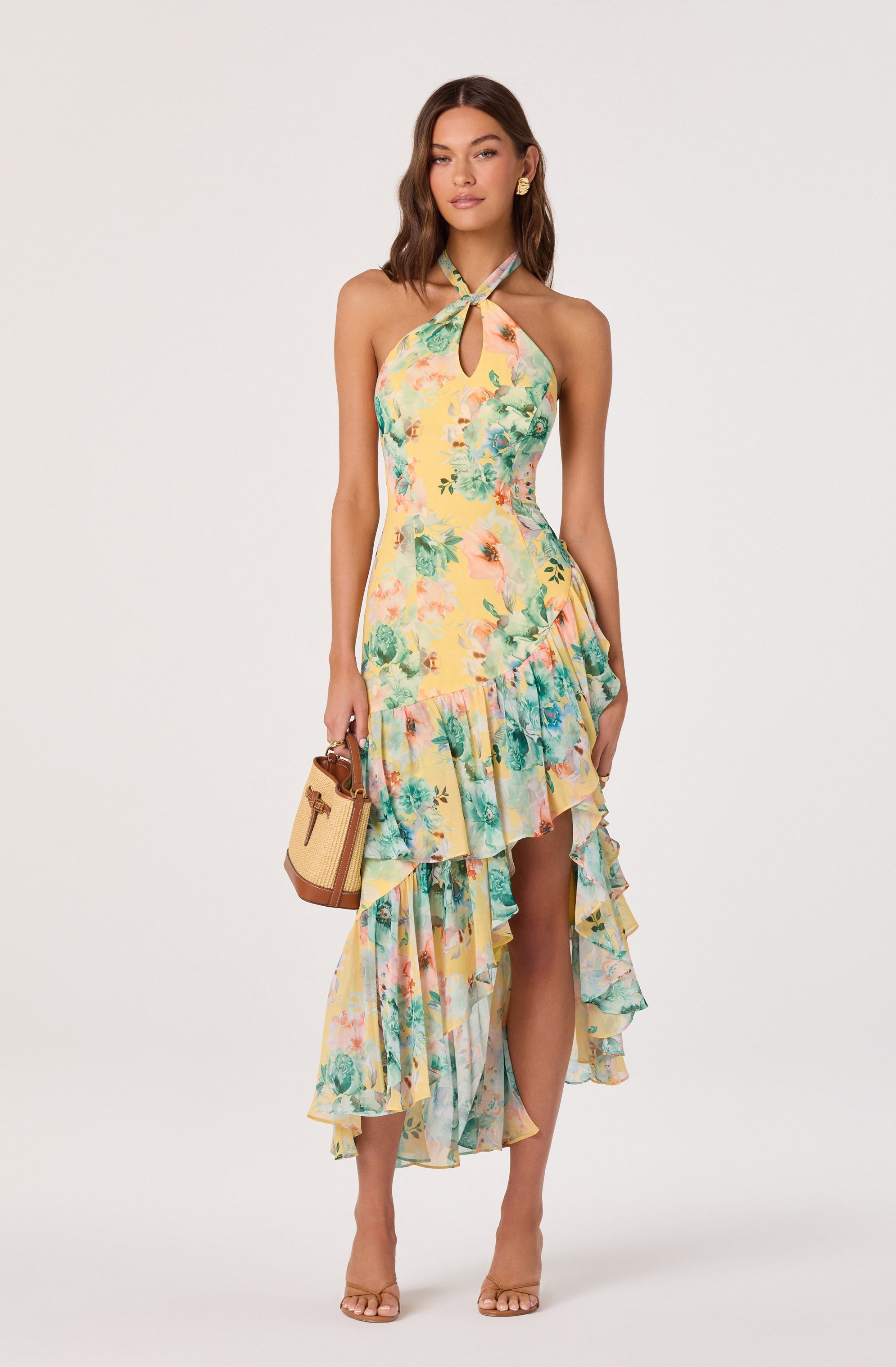 Bethina Floral Halter High-Low Dress