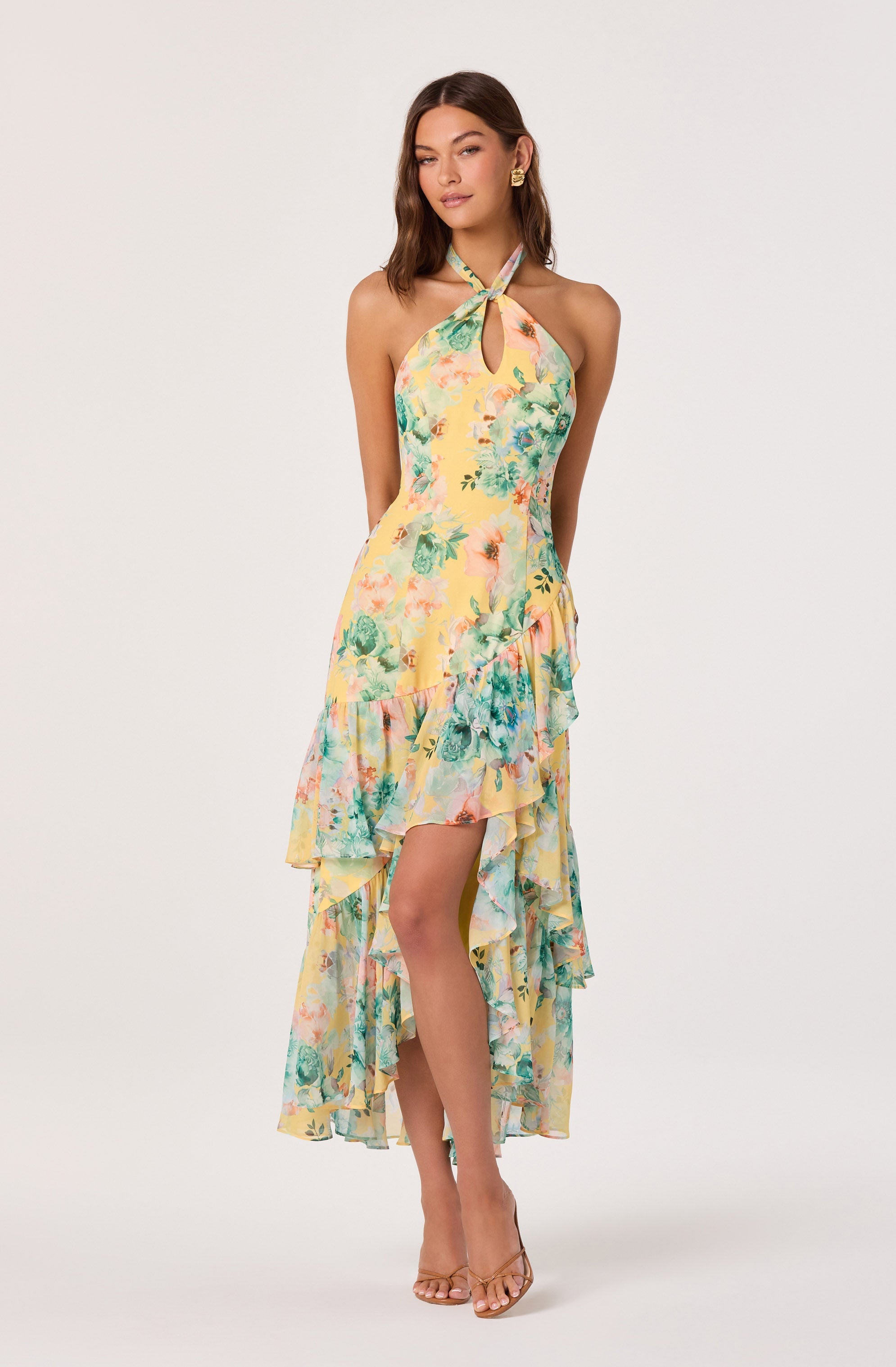 Bethina Floral Halter High-Low Dress