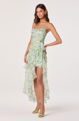 Candace Cowl Neck High-Low Chiffon Dress