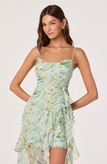 Candace Cowl Neck High-Low Chiffon Dress