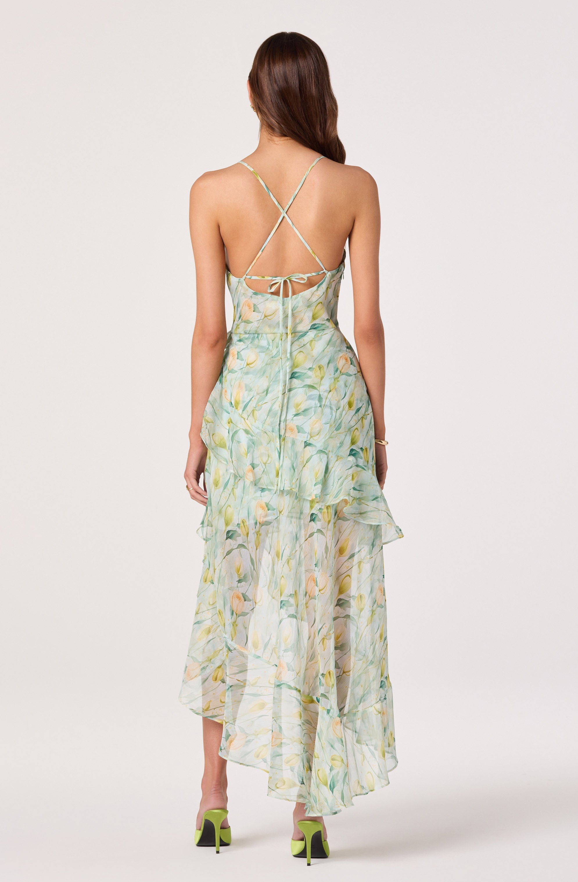 Candace Cowl Neck High-Low Chiffon Dress