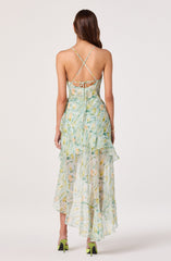 Candace Cowl Neck High-Low Chiffon Dress