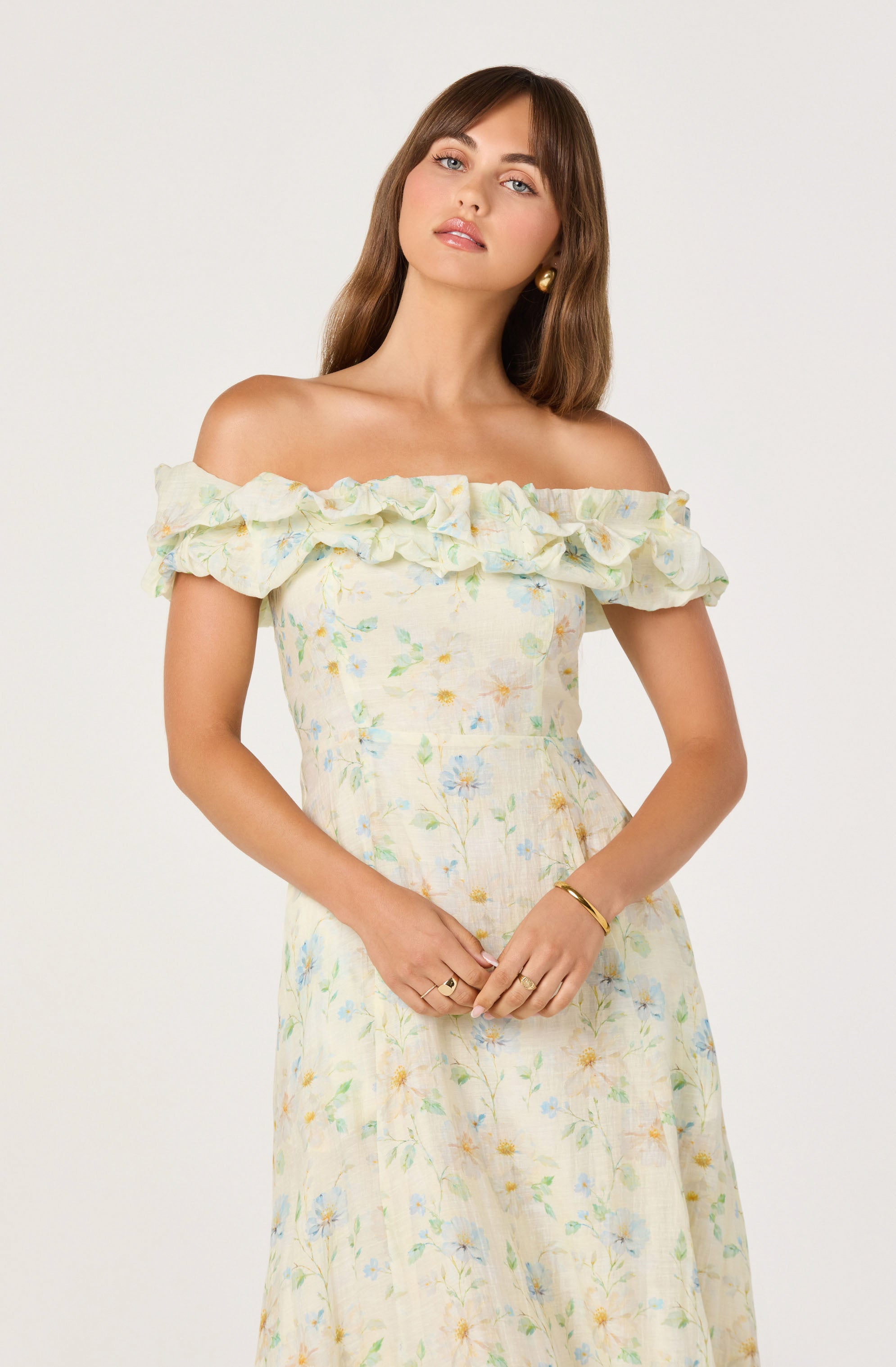 Alannah Off-Shoulder Floral Midi Dress