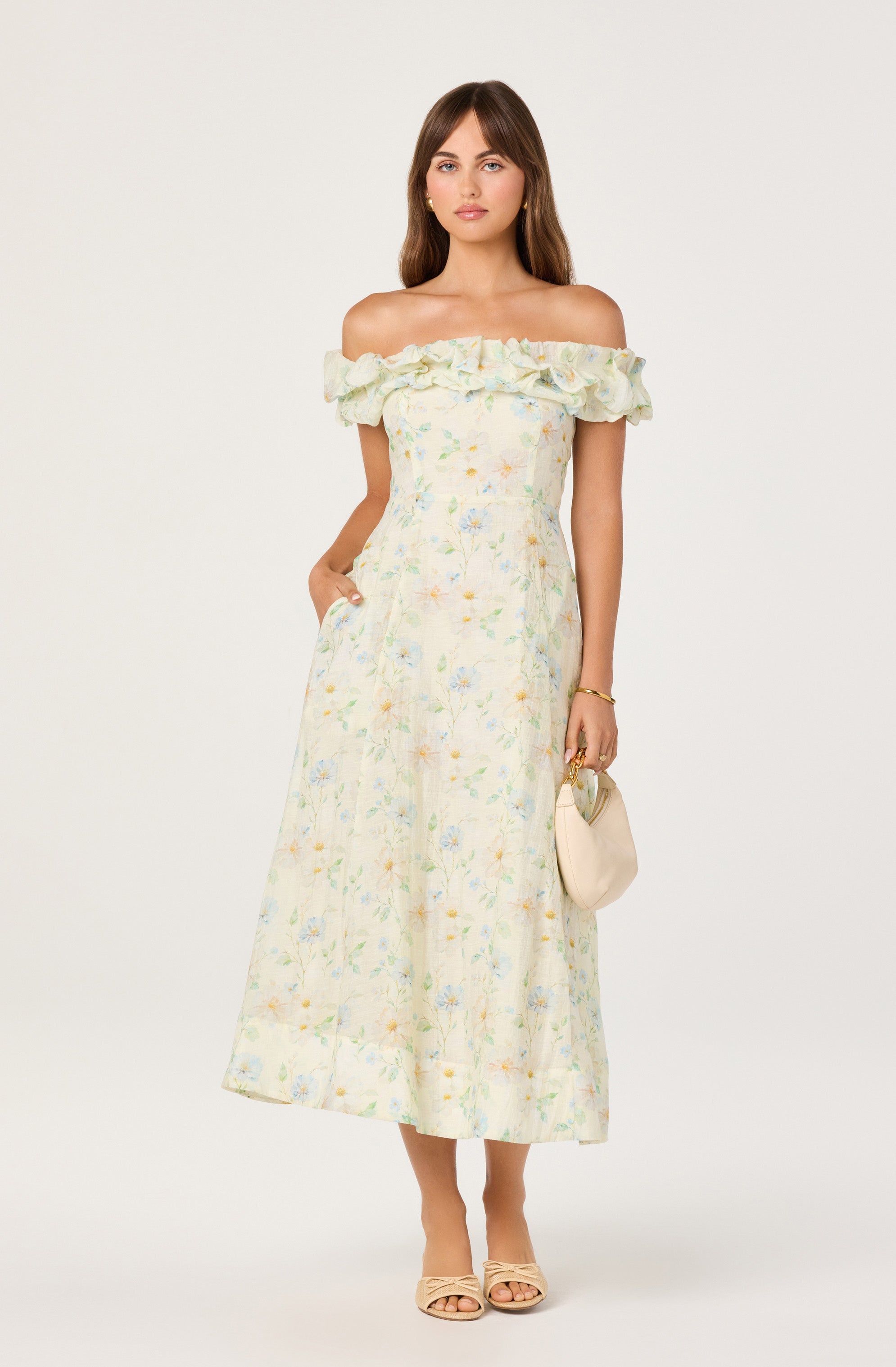 Alannah Off-Shoulder Floral Midi Dress