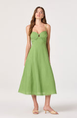 Christie Sweetheart Linen Midi Dress