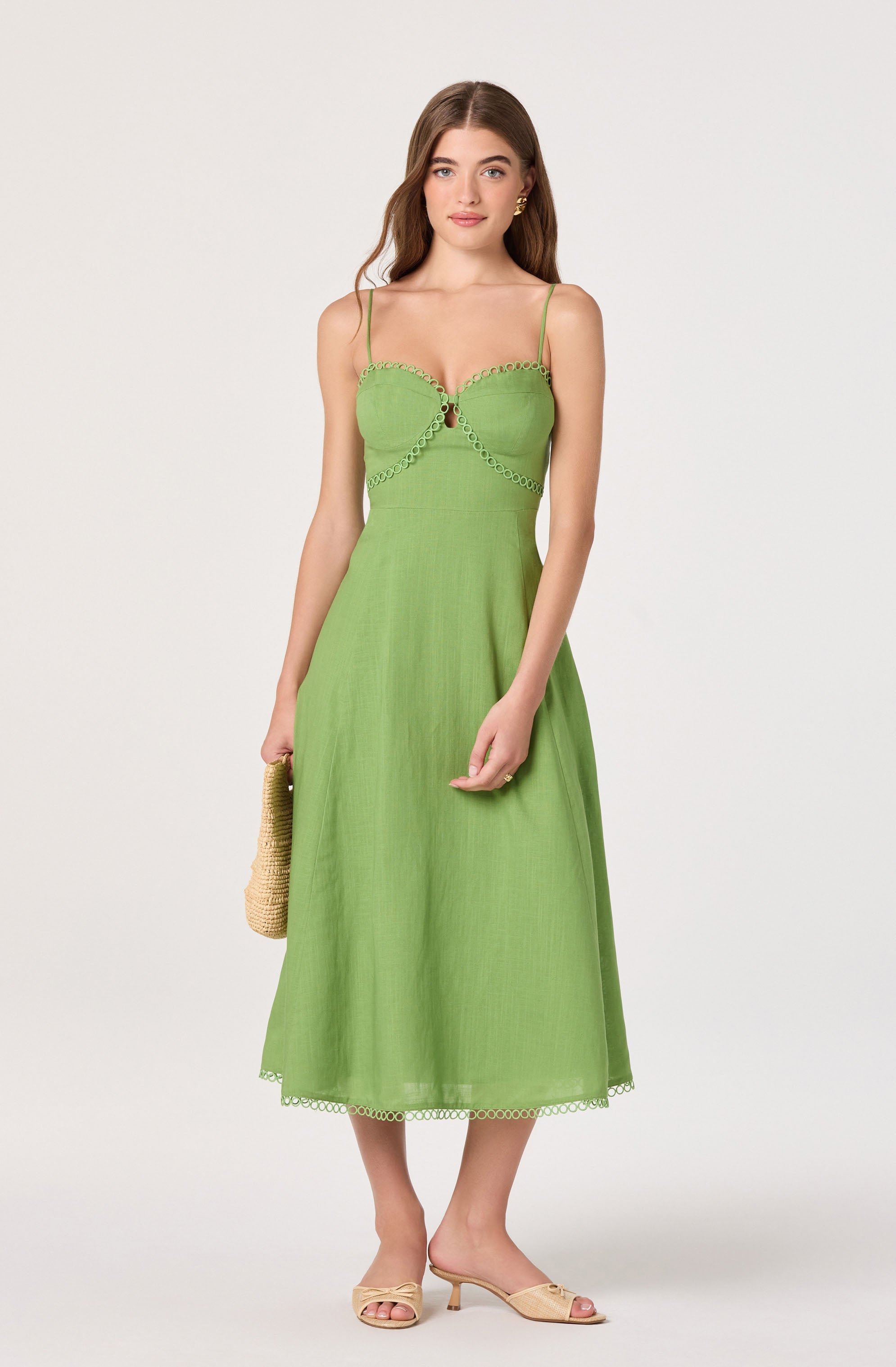 Christie Sweetheart Linen Midi Dress