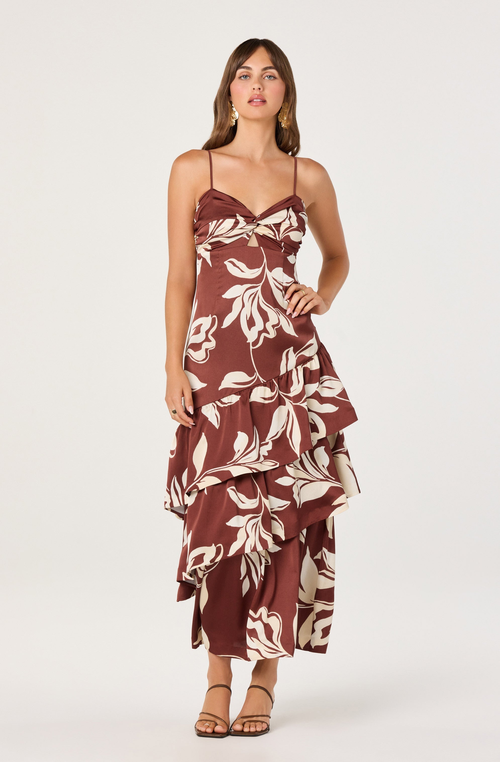 Cassia Twist-Front Satin Maxi Dress