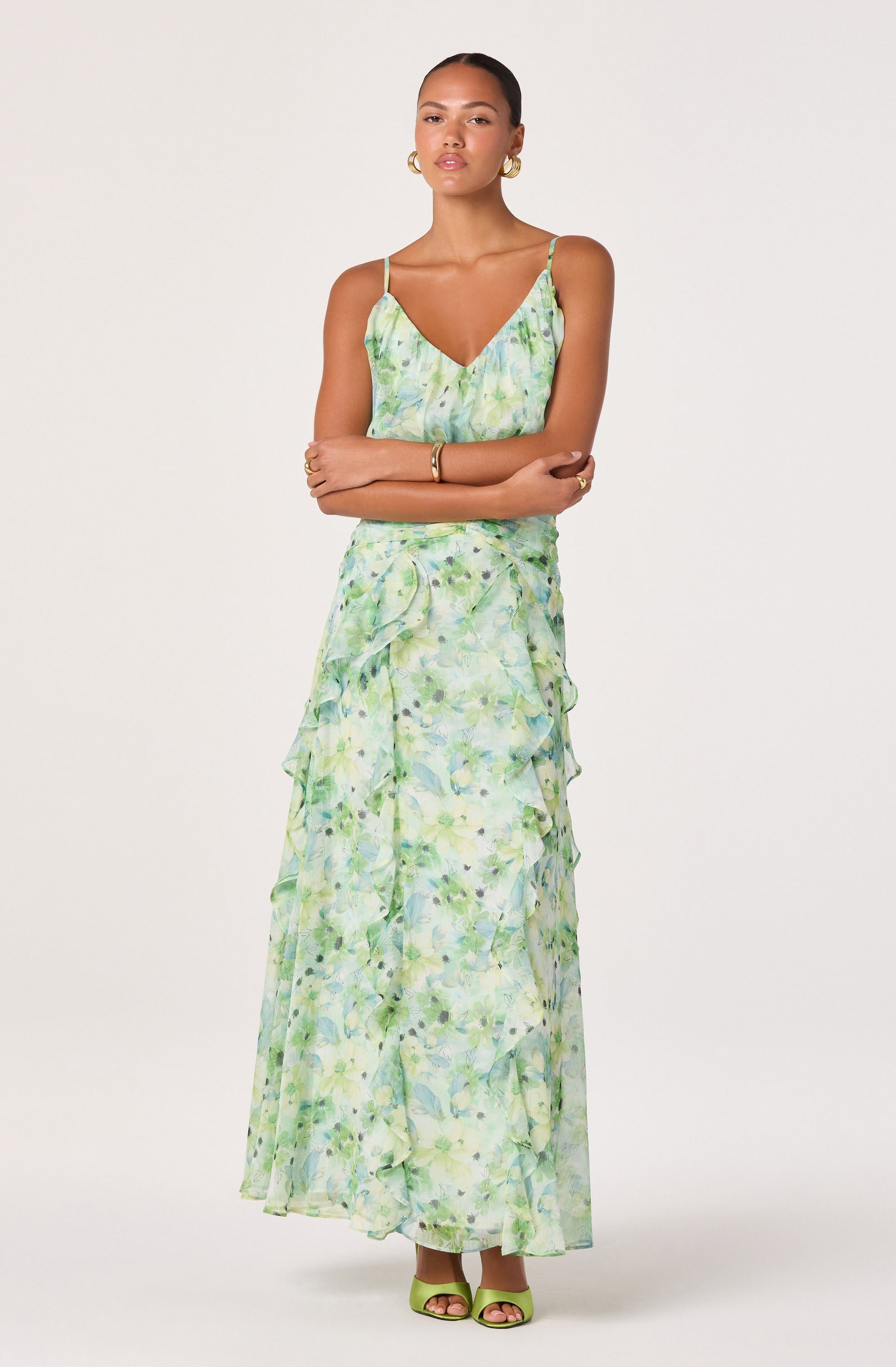 Brianna Ruffle Chiffon Maxi Dress