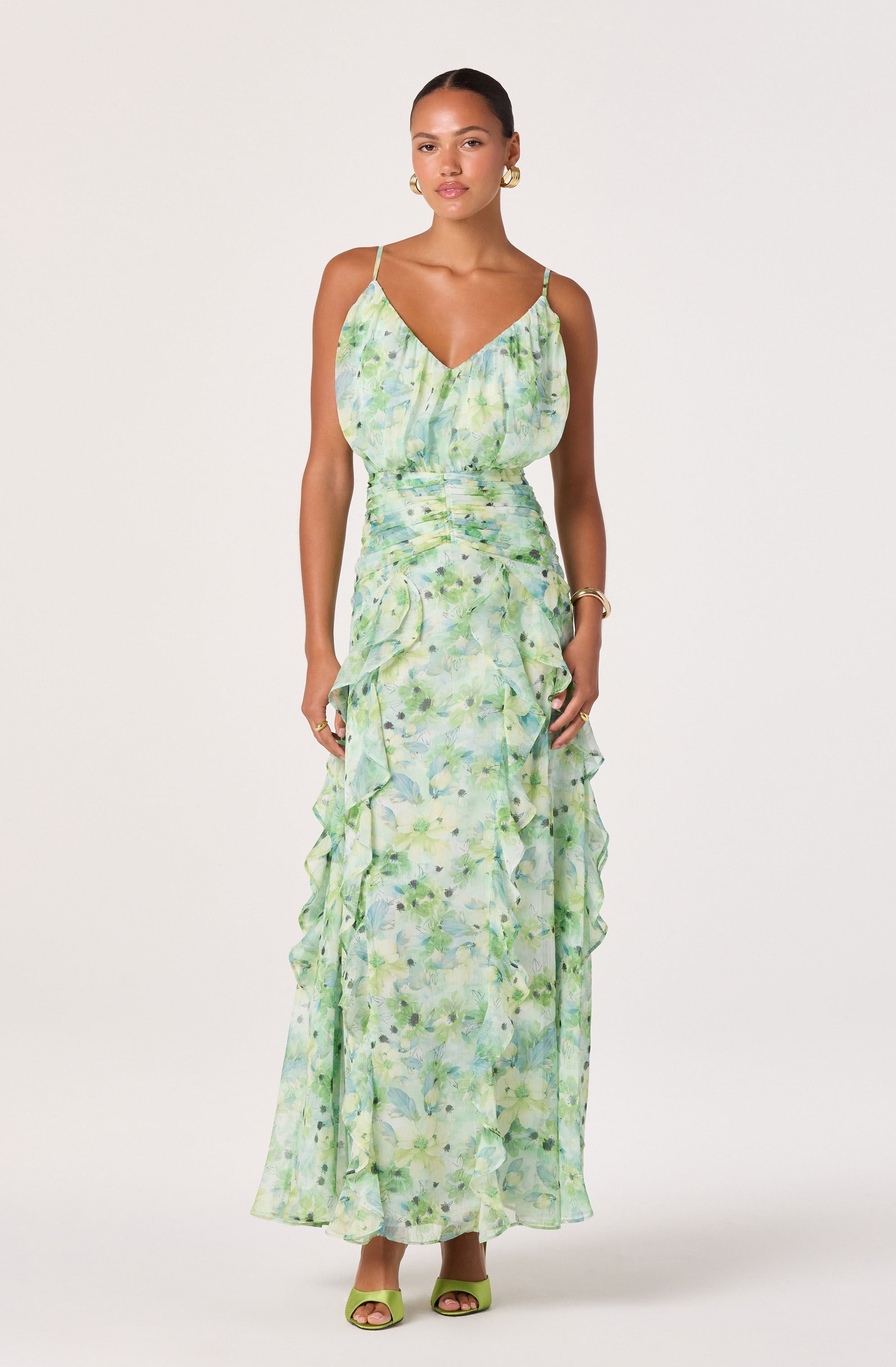 Brianna Ruffle Chiffon Maxi Dress