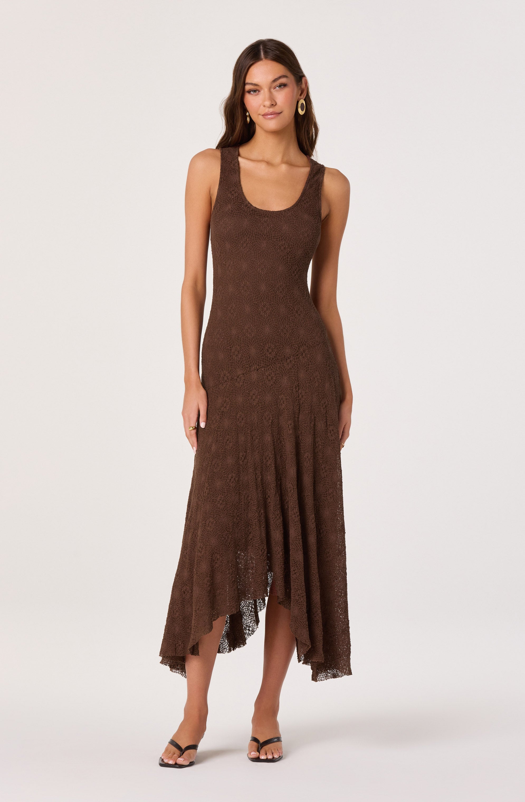 Freida Lace Knit Asymmetric Midi Dress