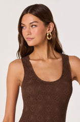 Freida Lace Knit Asymmetric Midi Dress