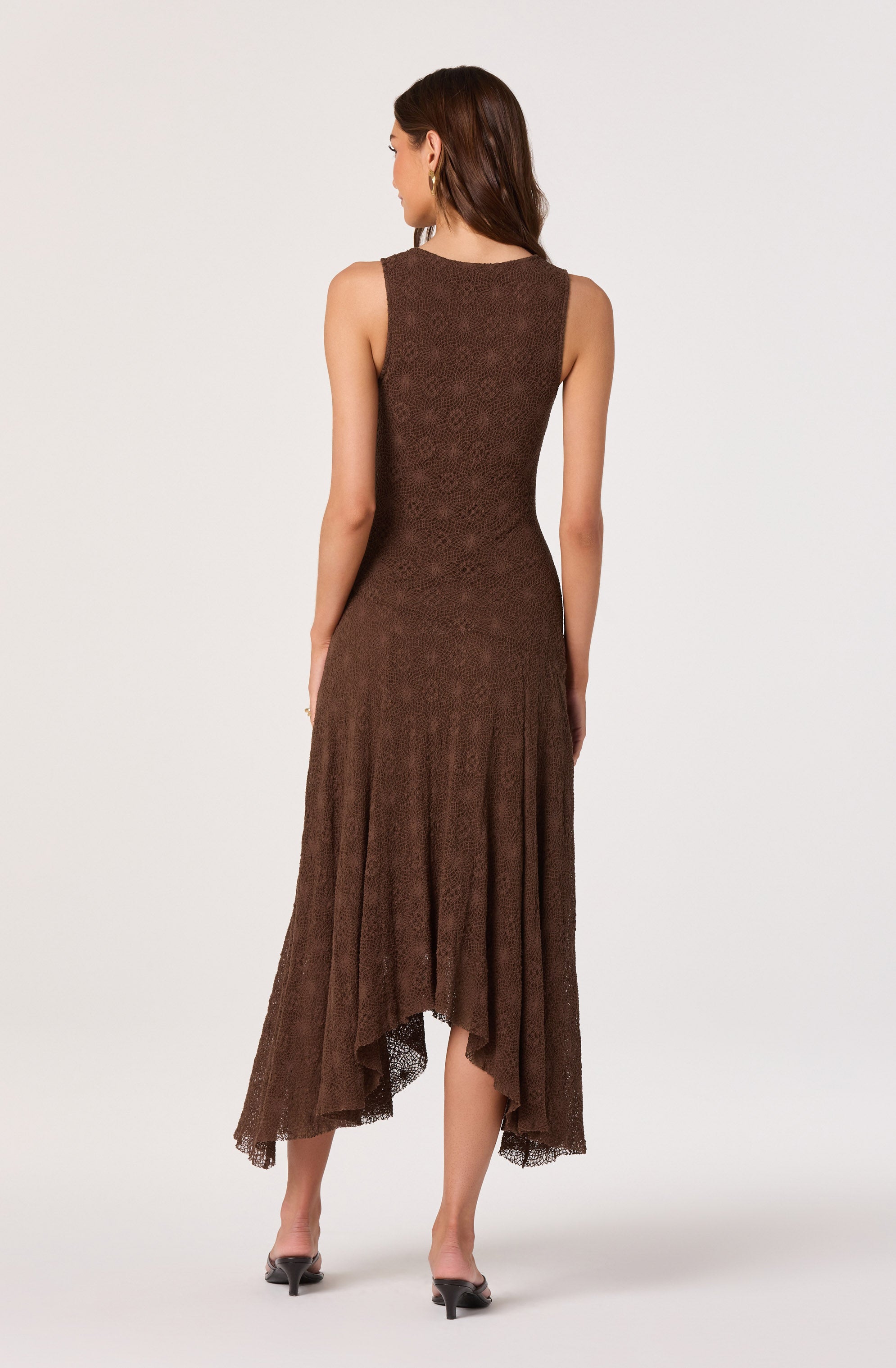 Freida Lace Knit Asymmetric Midi Dress