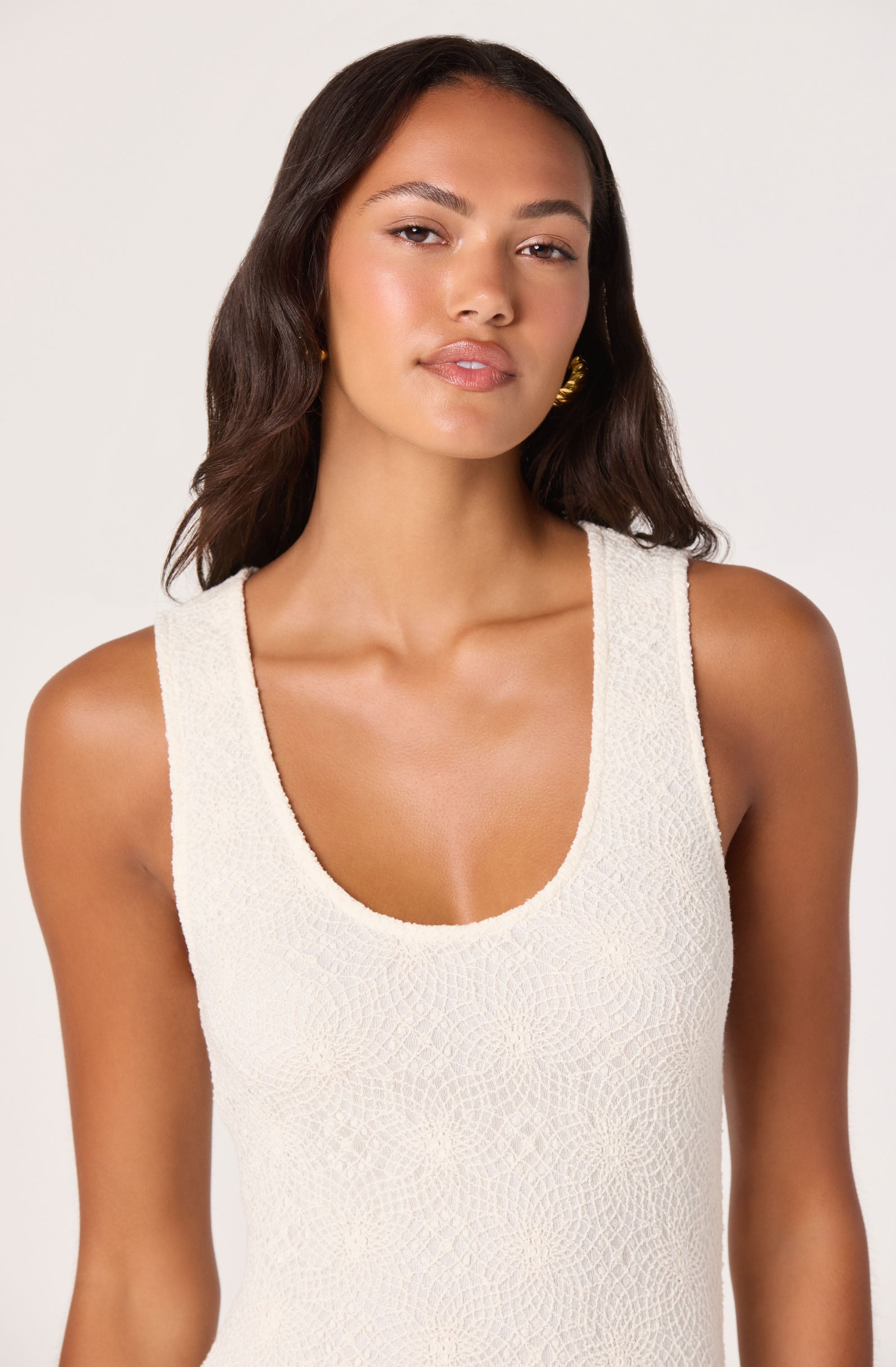 Freida Lace Knit Asymmetric Midi Dress