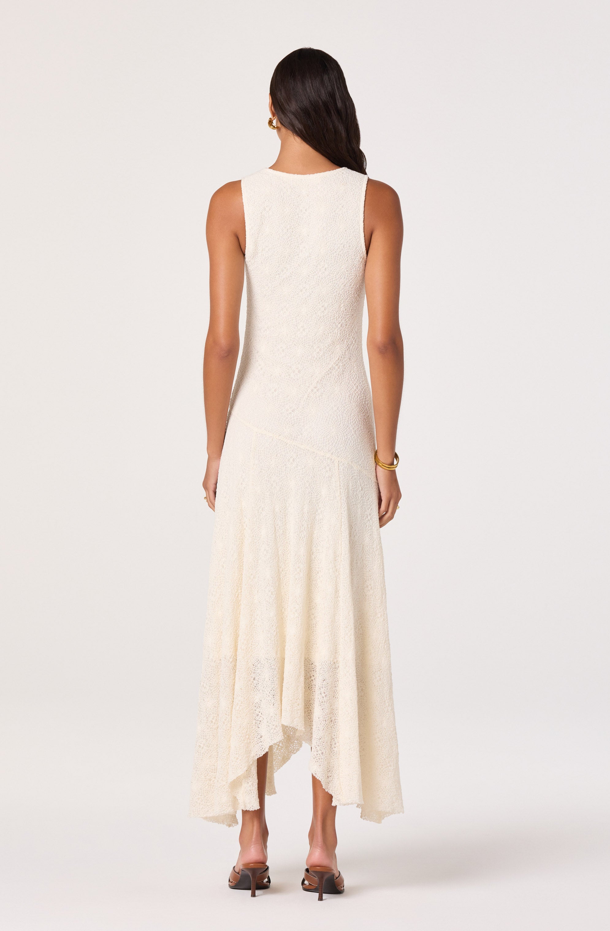 Freida Lace Knit Asymmetric Midi Dress