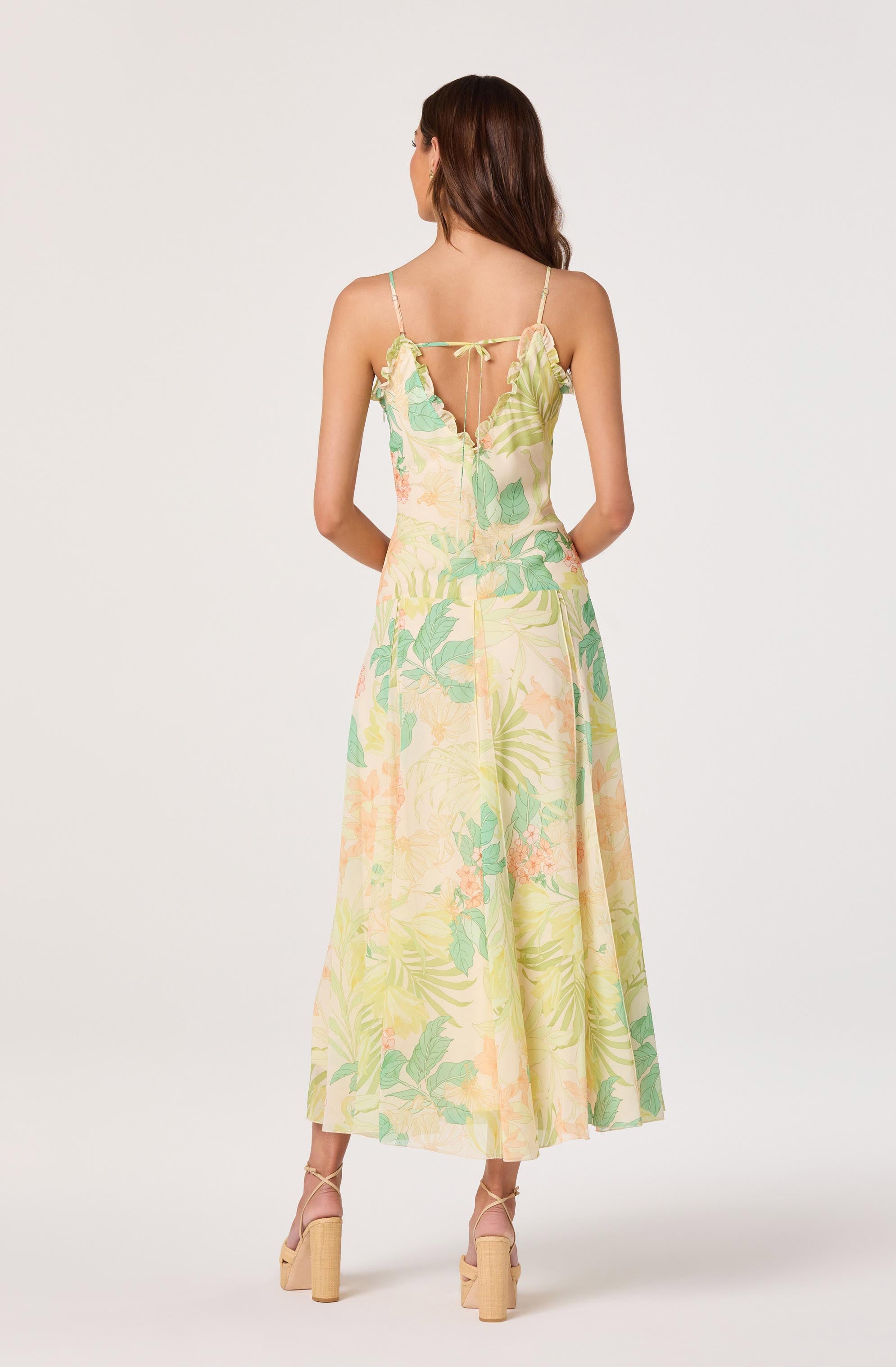 Hana Ruffle Trim Chiffon Maxi Dress