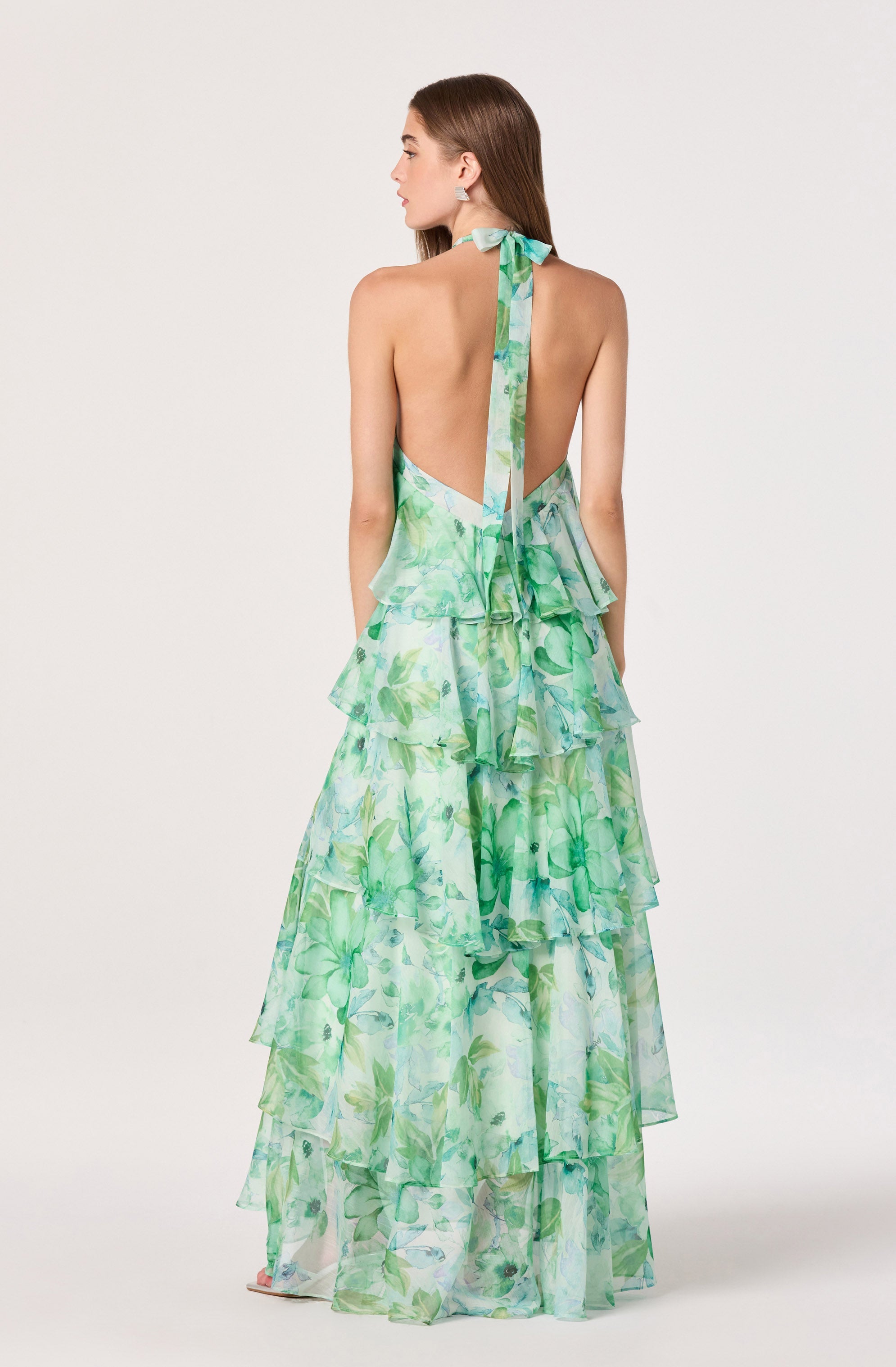 Daiga Floral Halter Tiered Dress