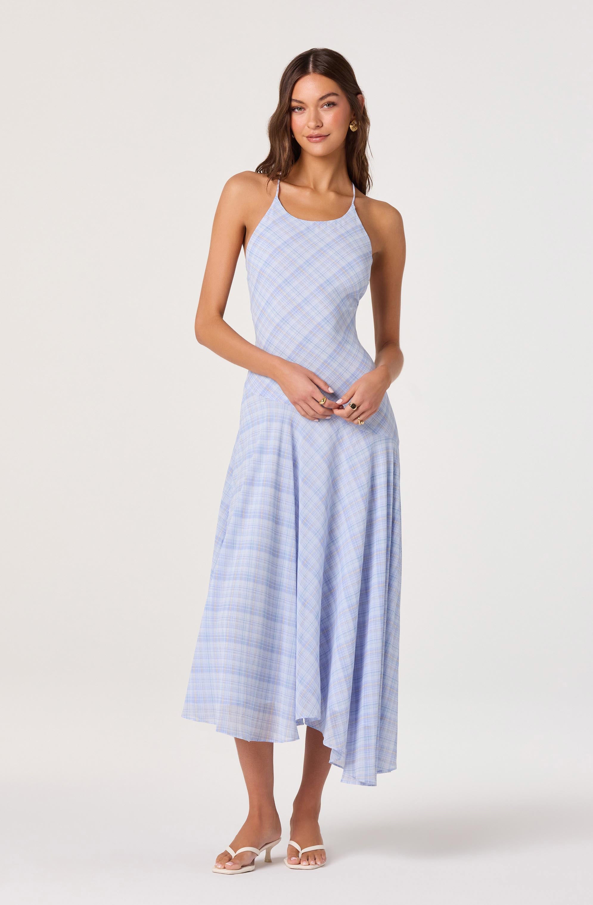 Ginny Plaid Halter Midi Dress