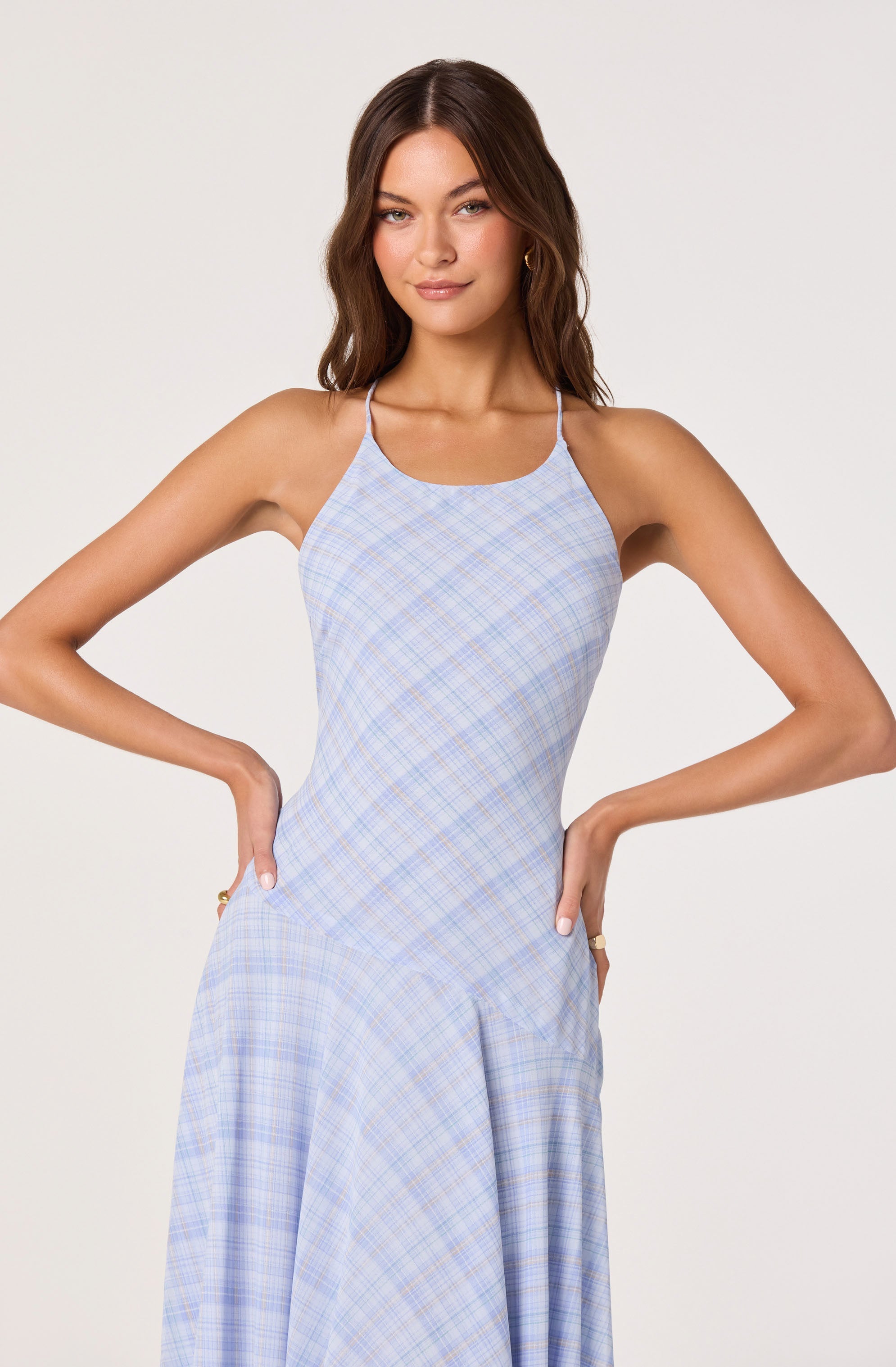 Ginny Plaid Halter Midi Dress