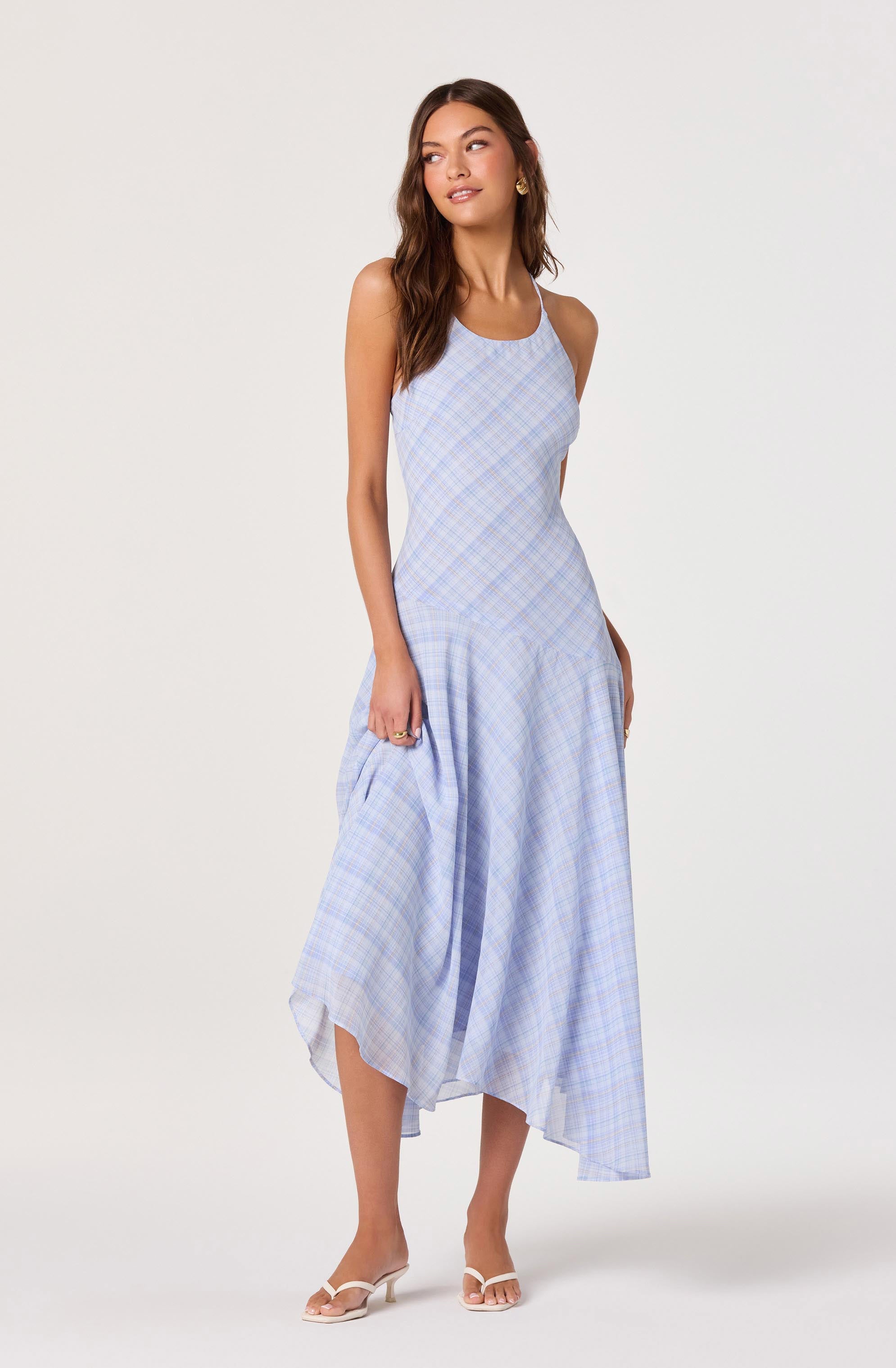Ginny Plaid Halter Midi Dress