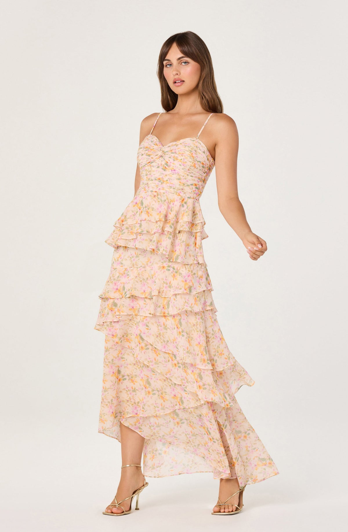 Coline Ruffle Chiffon Maxi Dress