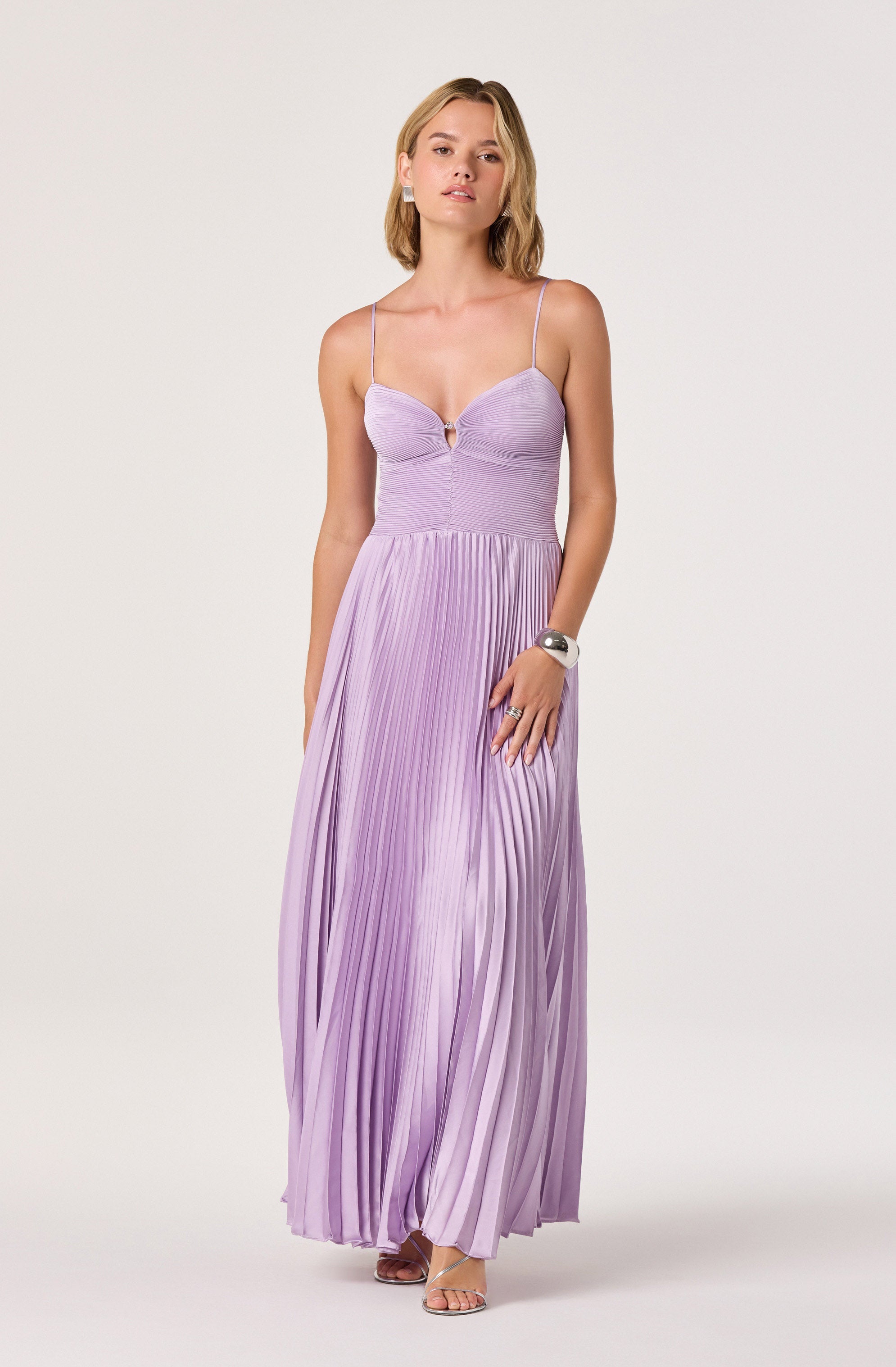 Alaia Satin Pliss茅 Maxi Dress