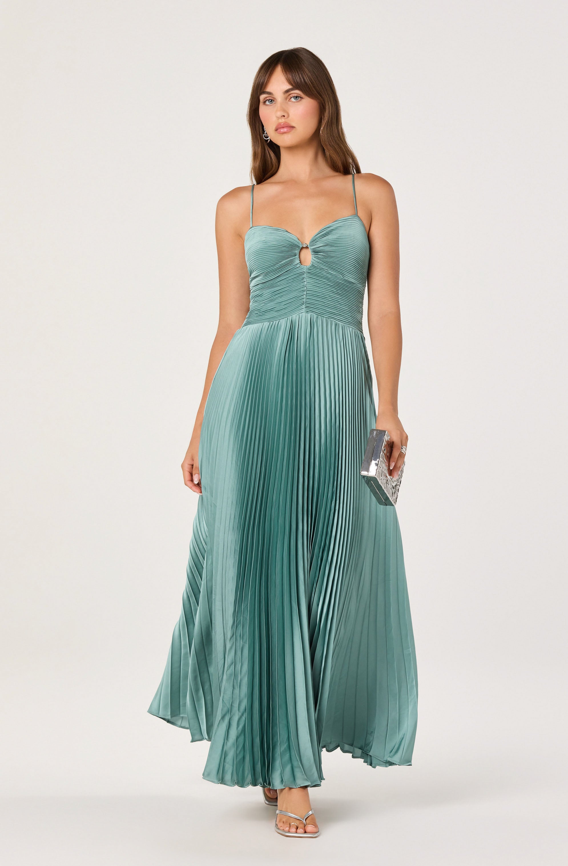 Alaia Satin Pliss茅 Maxi Dress