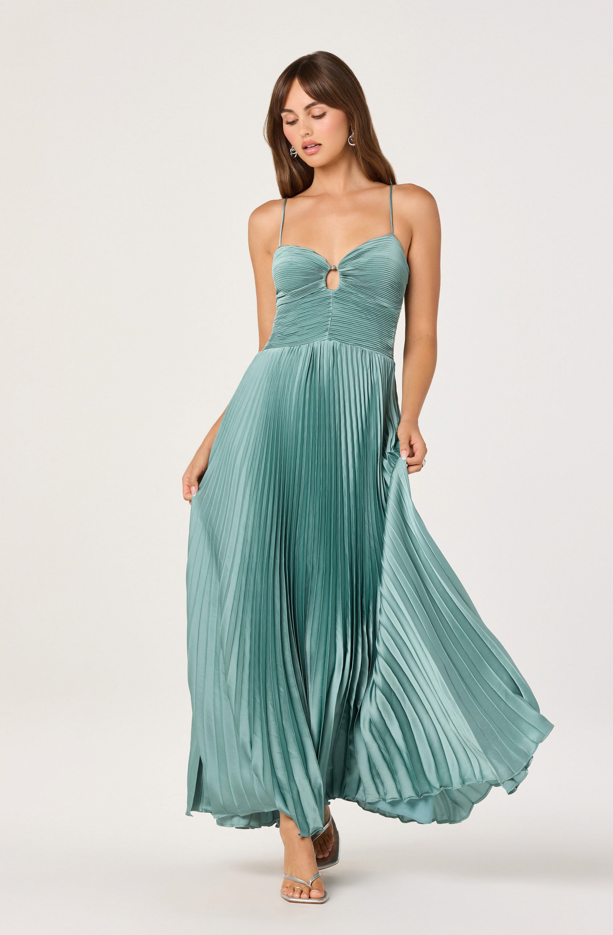 Alaia Satin Pliss茅 Maxi Dress