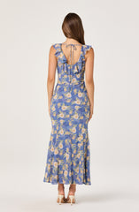 Caroletta Ruffle-Neck Chiffon Maxi Dress