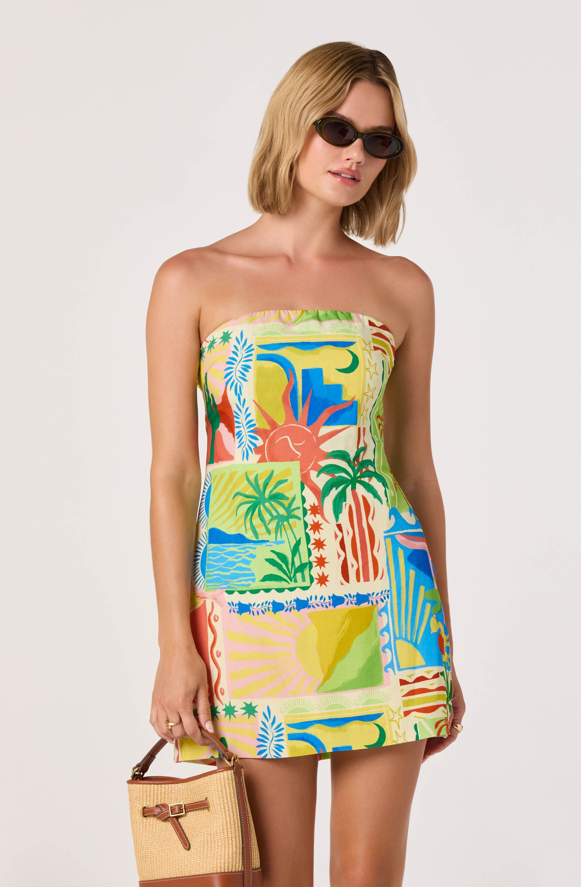 Fatima Oasis Print Strapless Mini Dress