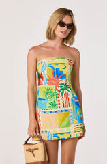 Fatima Oasis Print Strapless Mini Dress
