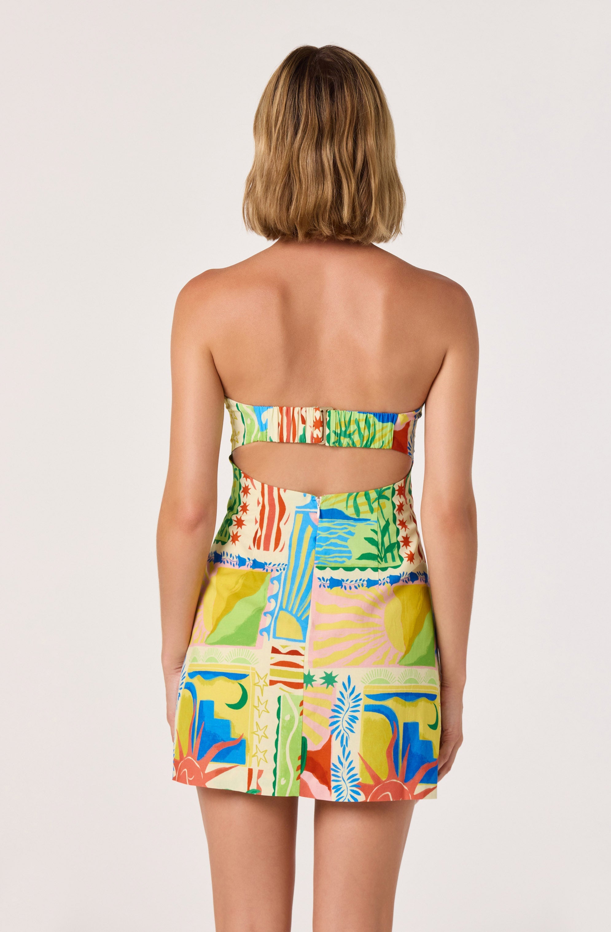 Fatima Oasis Print Strapless Mini Dress
