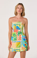 Fatima Oasis Print Strapless Mini Dress