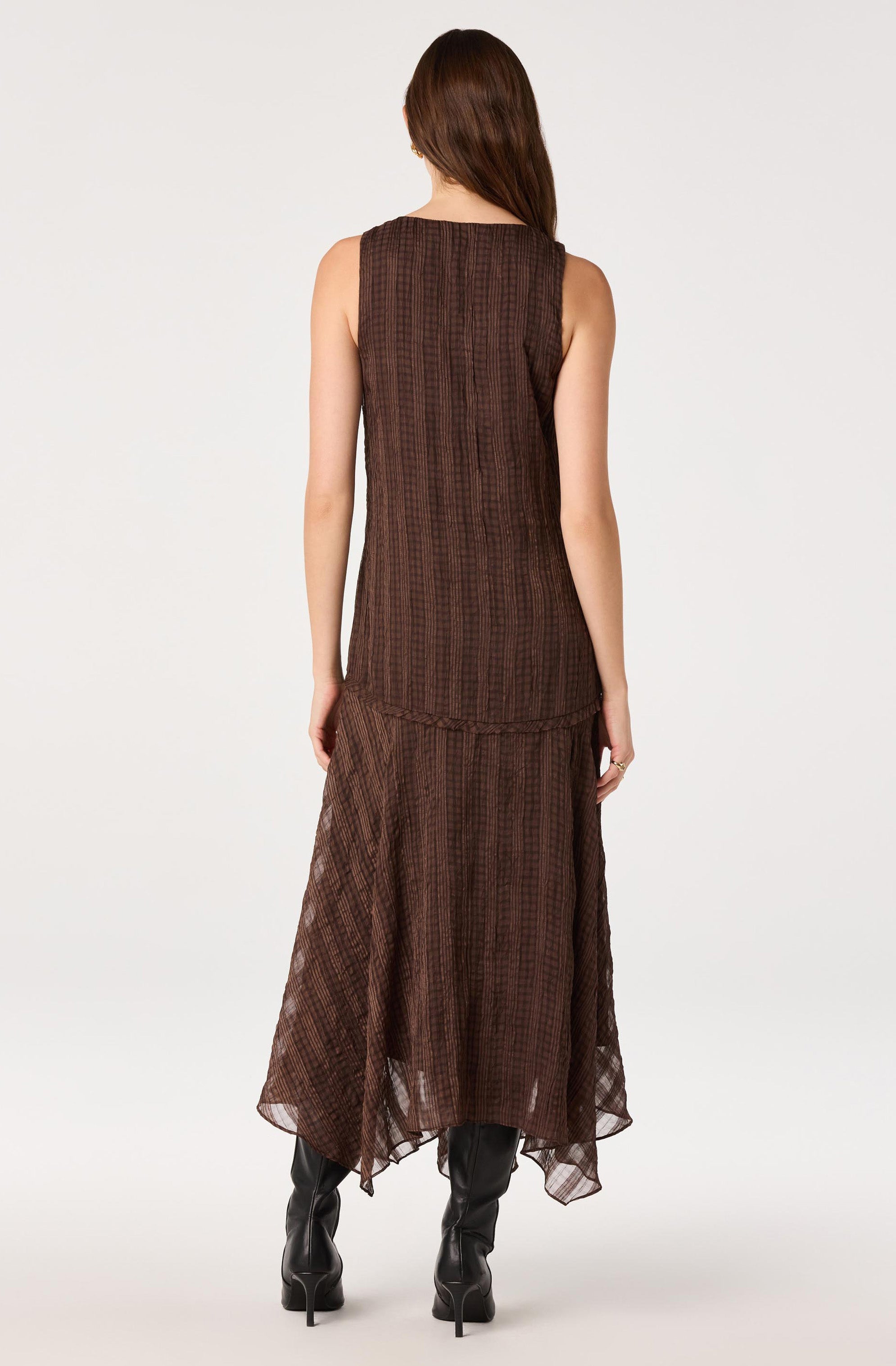 Halo Plaid Crinkle Maxi Dress