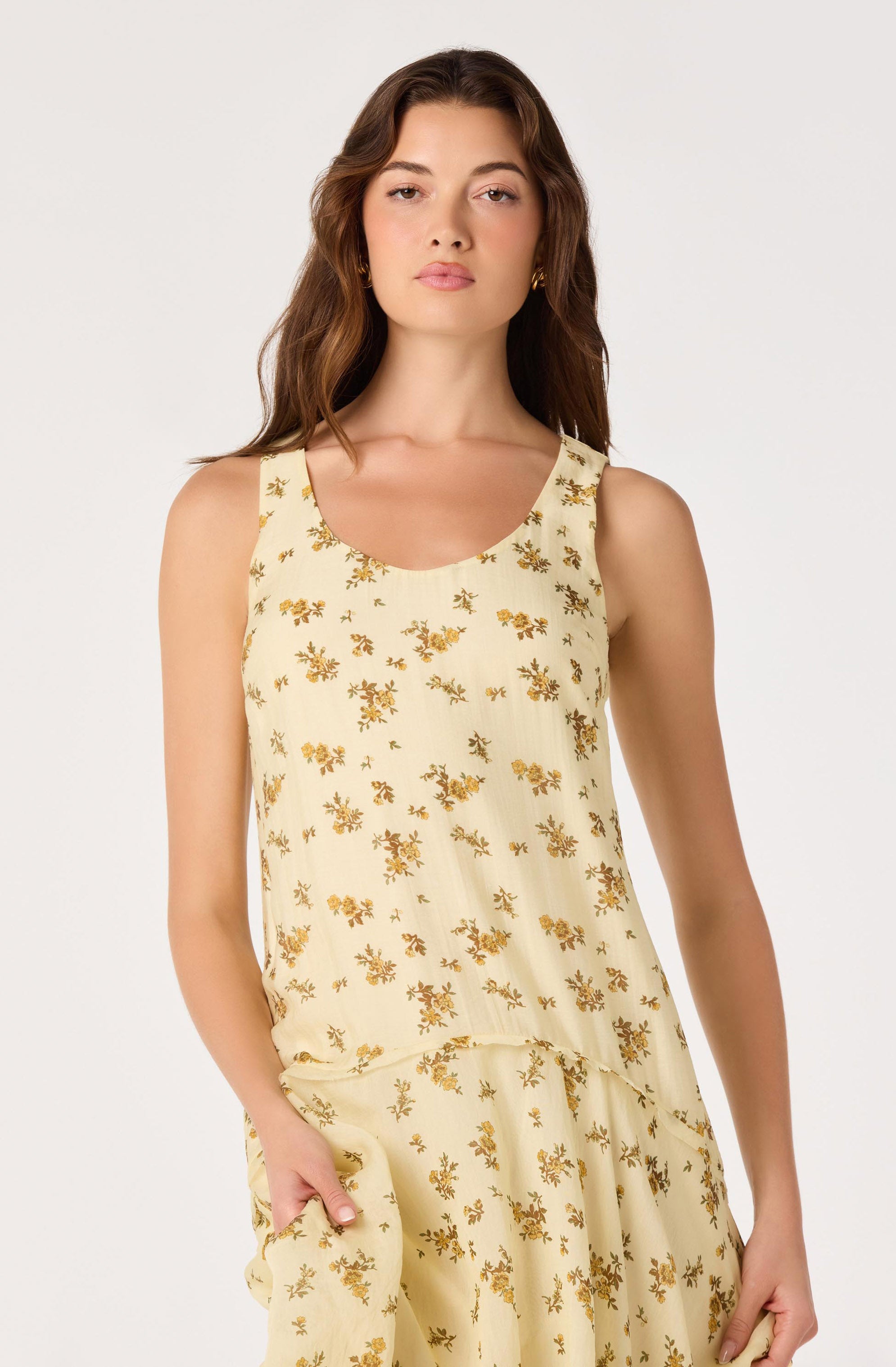 Halo Floral Drop-Waist Maxi Dress