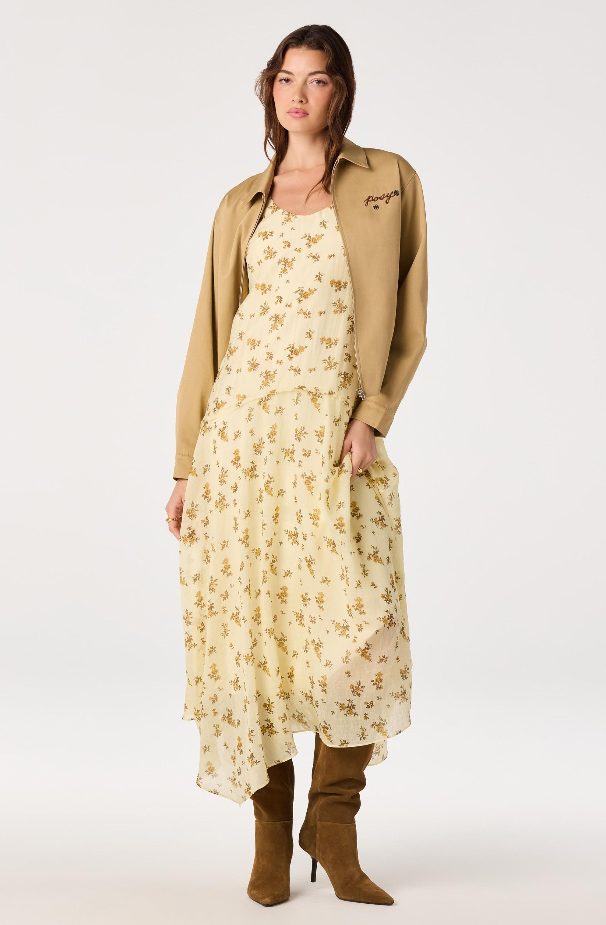 Halo Floral Drop-Waist Maxi Dress