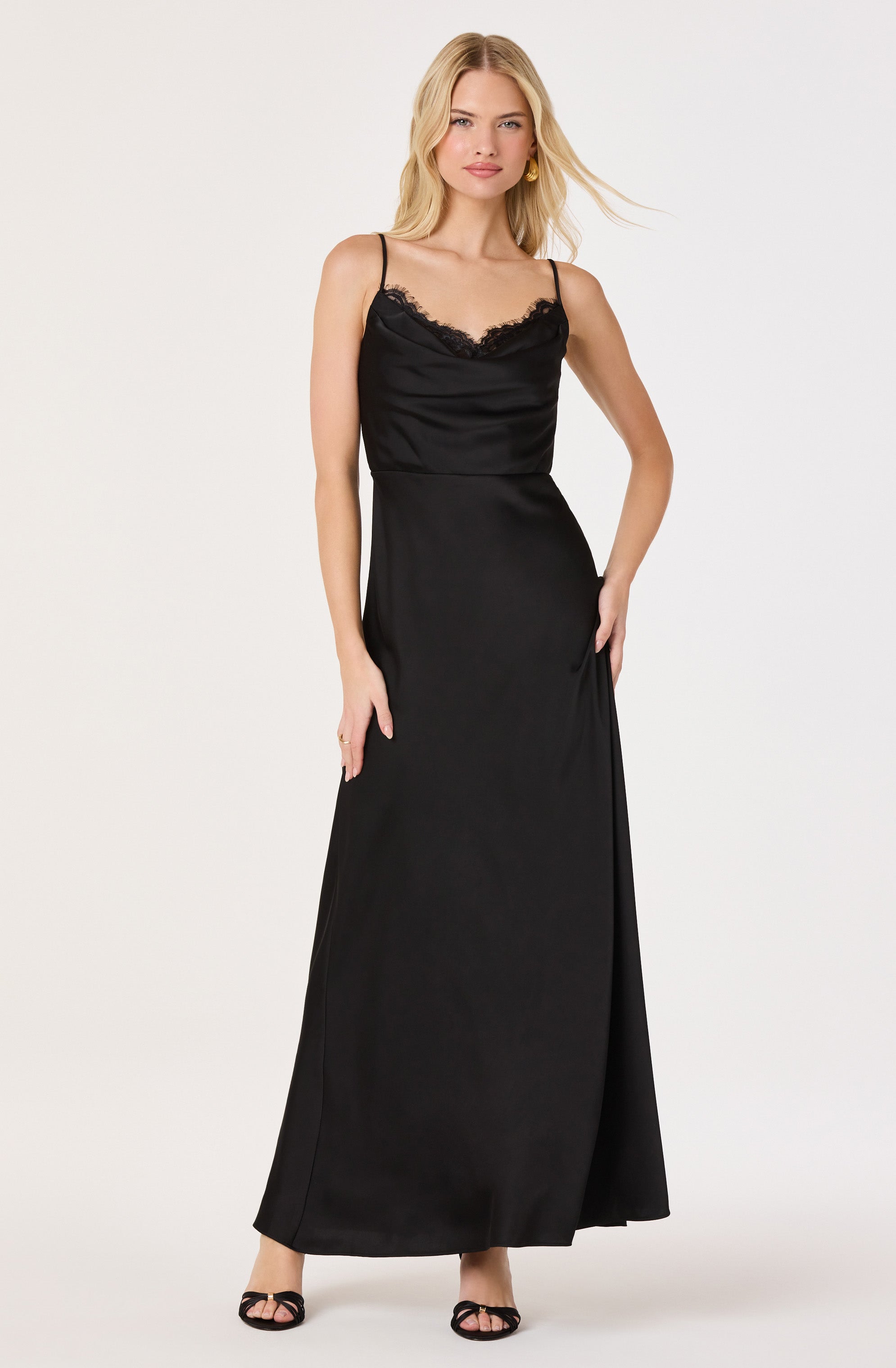 Annette Cowl Neck Satin Maxi Dress